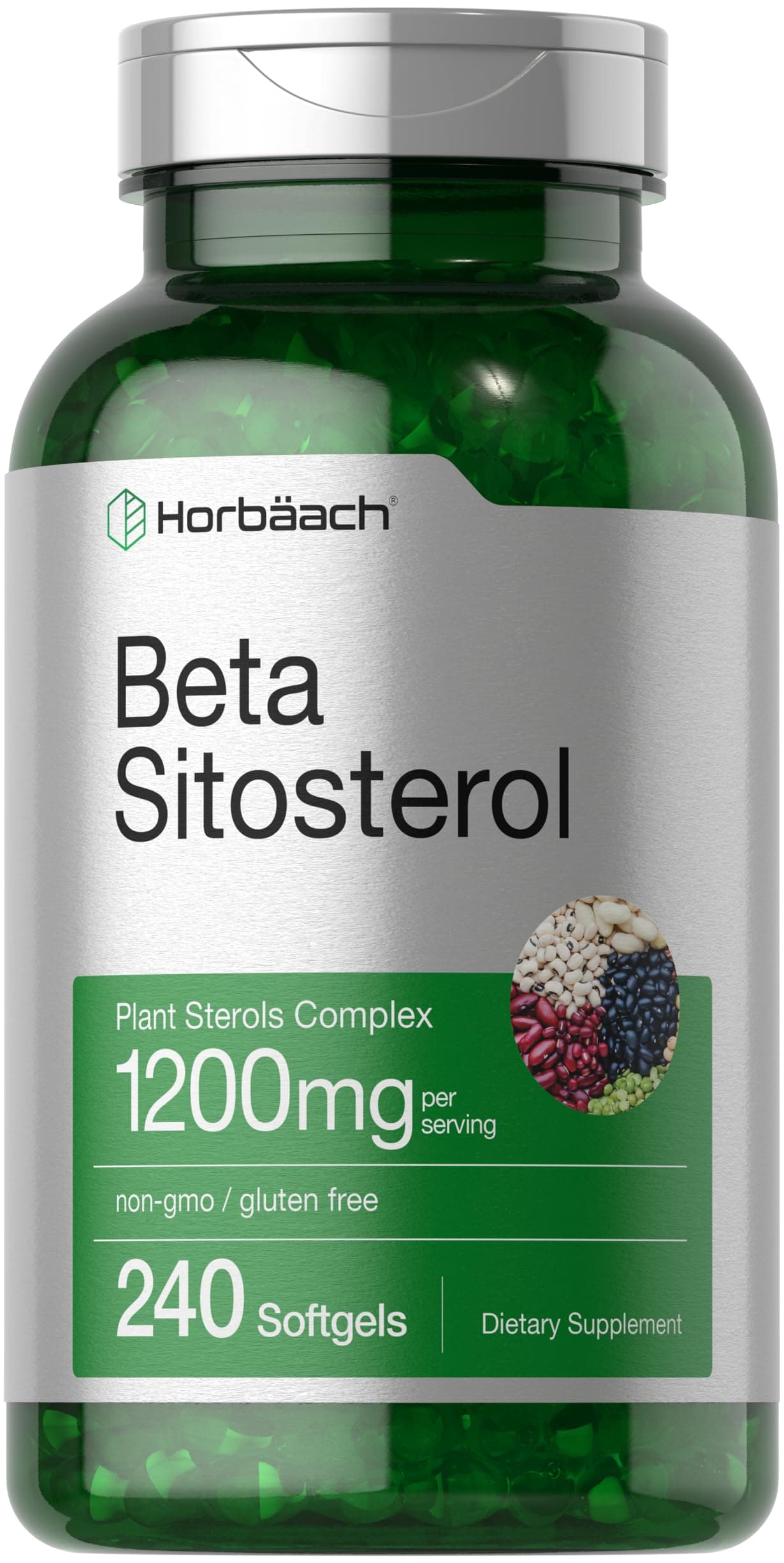Horbäach Beta Sitosterol 1200mg | 240 Softgel Capsules | Mega Strength | Plant Sterols Complex | Non-GMO, Gluten Free Supplement