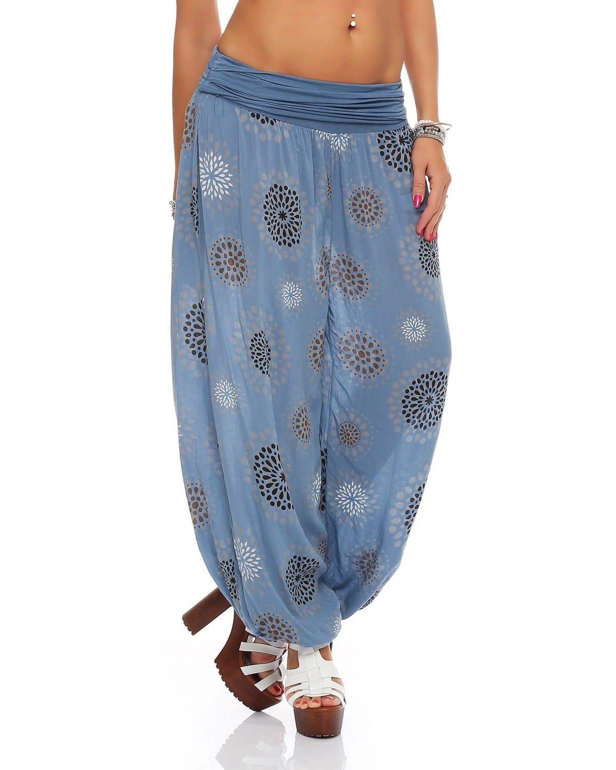 ZARMEXX Ladies Pants Harem Pants Harem style Summer Trousers all over Print Casual trousers Aladdin pants Trousers One Size