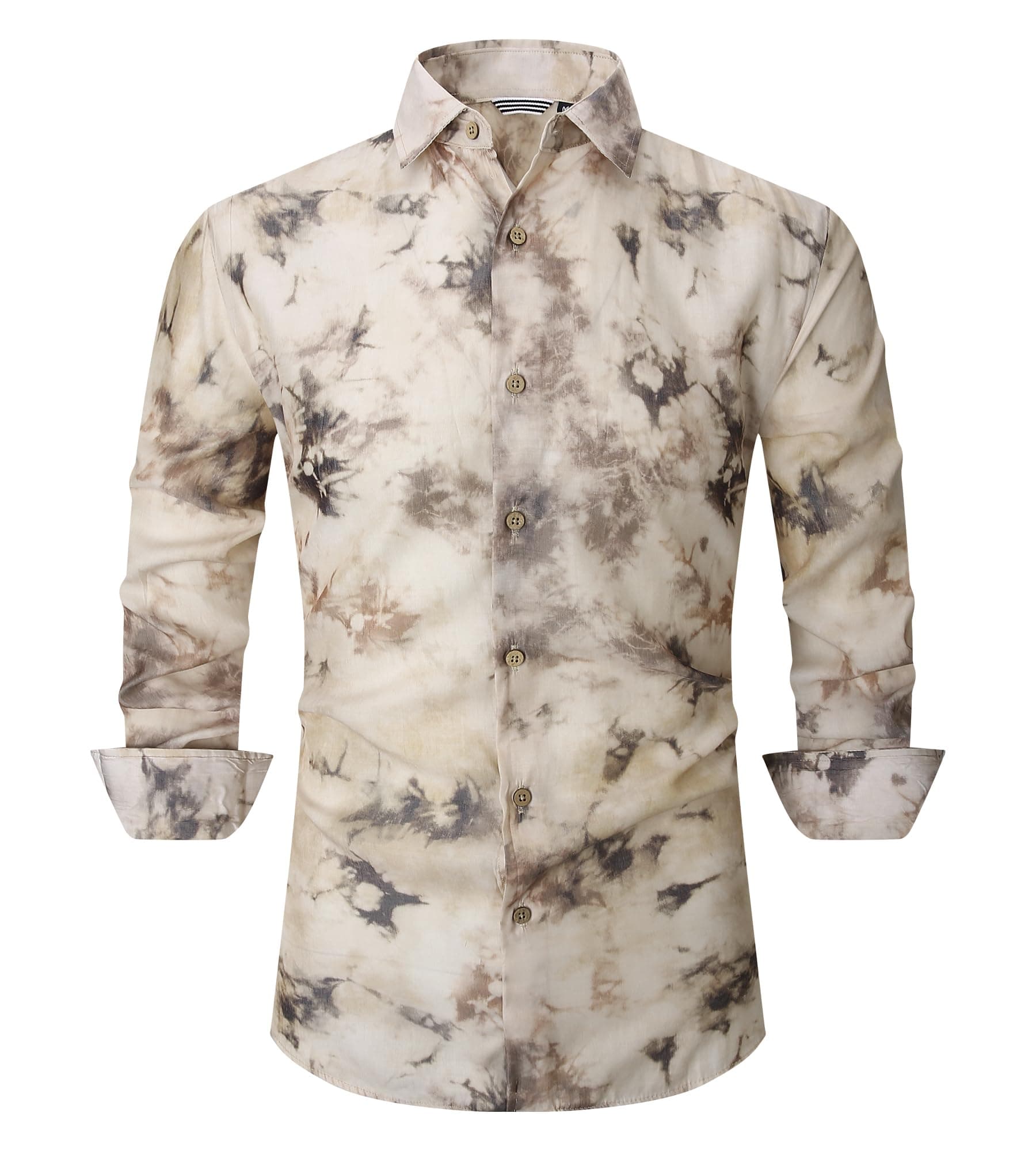 Alex VandoMens Tie Dye Printed Dress Shirts Long Sleeve Rayon Button Down Shirt