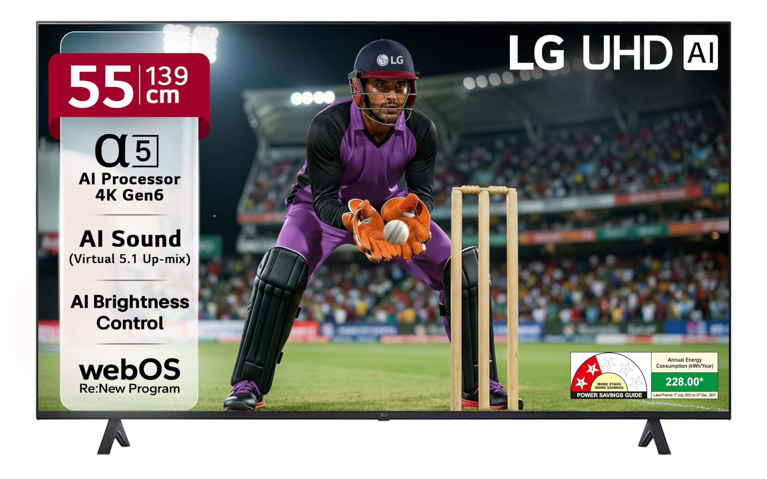 LG 139 cm (55 Inches) UR7500 AI Series 4K Ultra HD (3840 x 2160) Smart webOS LED TV 55UR7500PSC