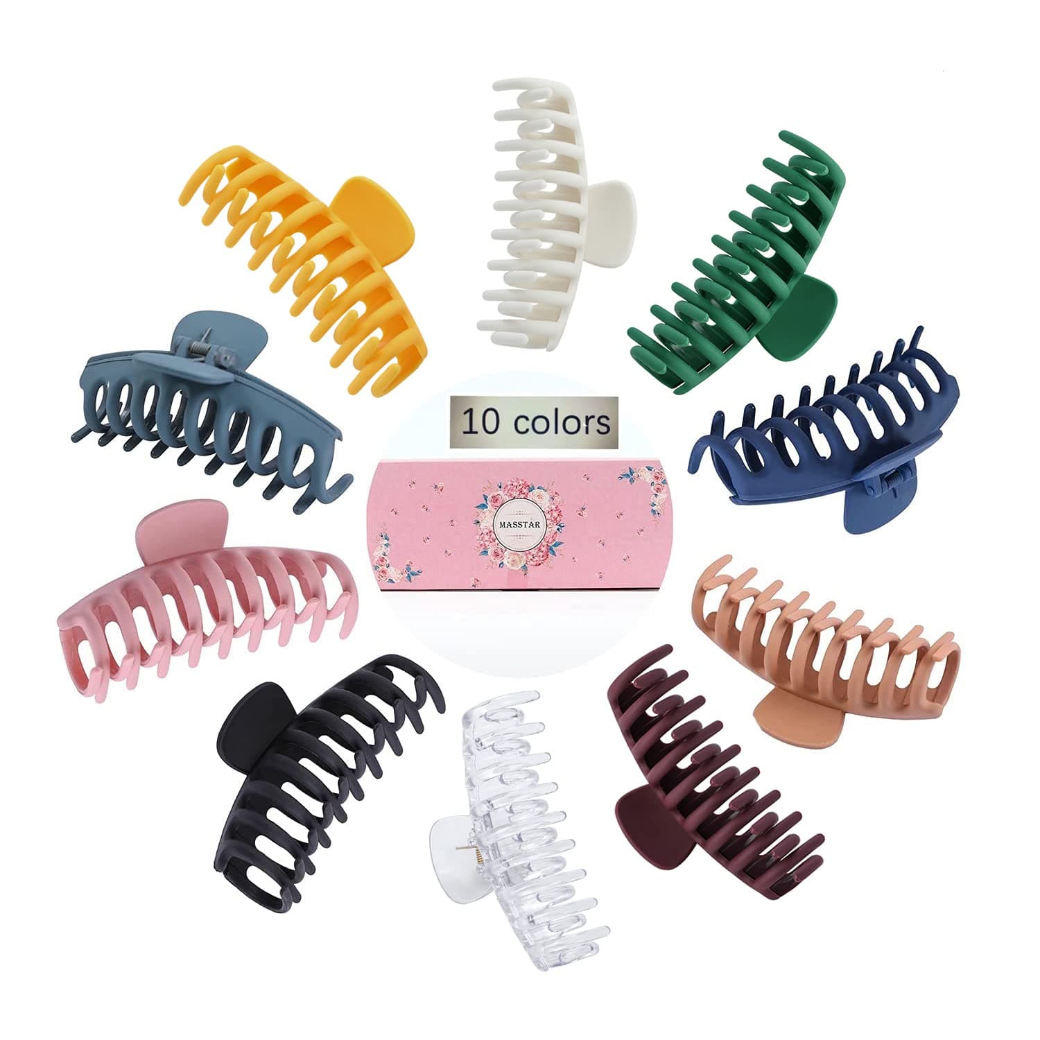10 Colors 4 Inch Matte Nonslip Hair Claw Clips - Strong Hold Accessories for Thick and Thin Hair, Trendy Jaw Clips for Women