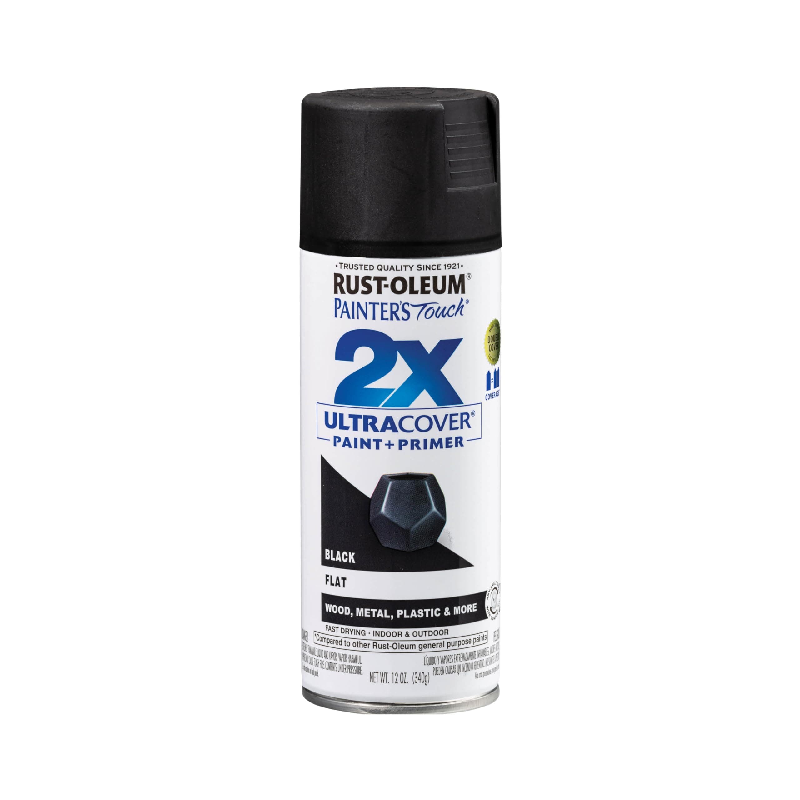 Rust-Oleum 249127 Painter's Touch Acrylic Spray Paint (Matte Flat Black - 340 Grams)
