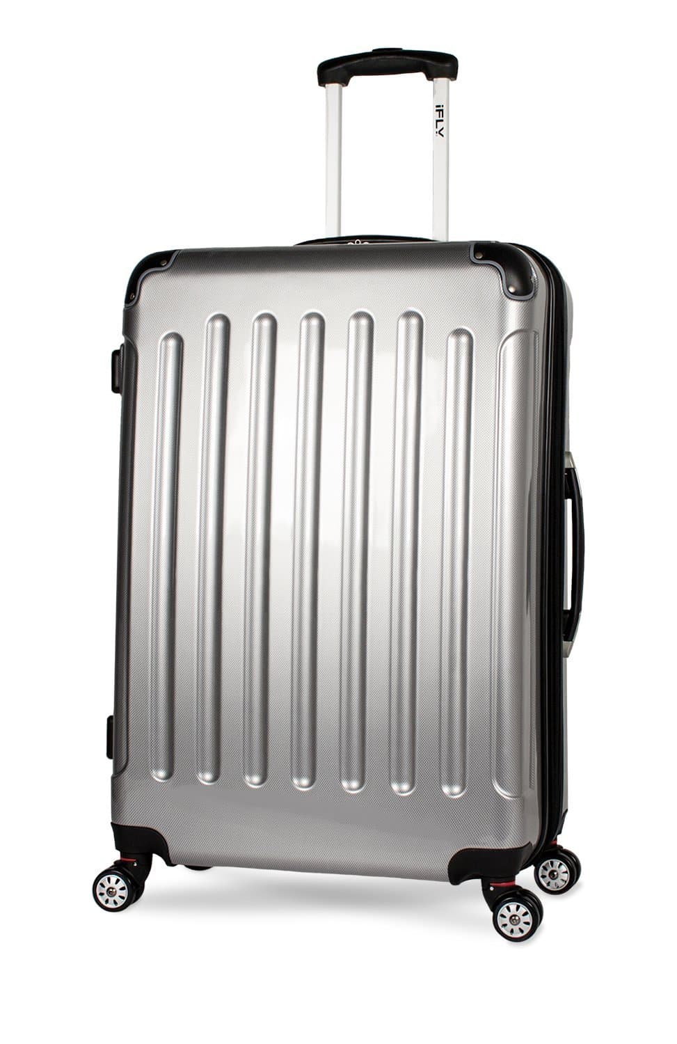 iFLY Carbon Racing Hard Sided Large Checked Luggage, Silver