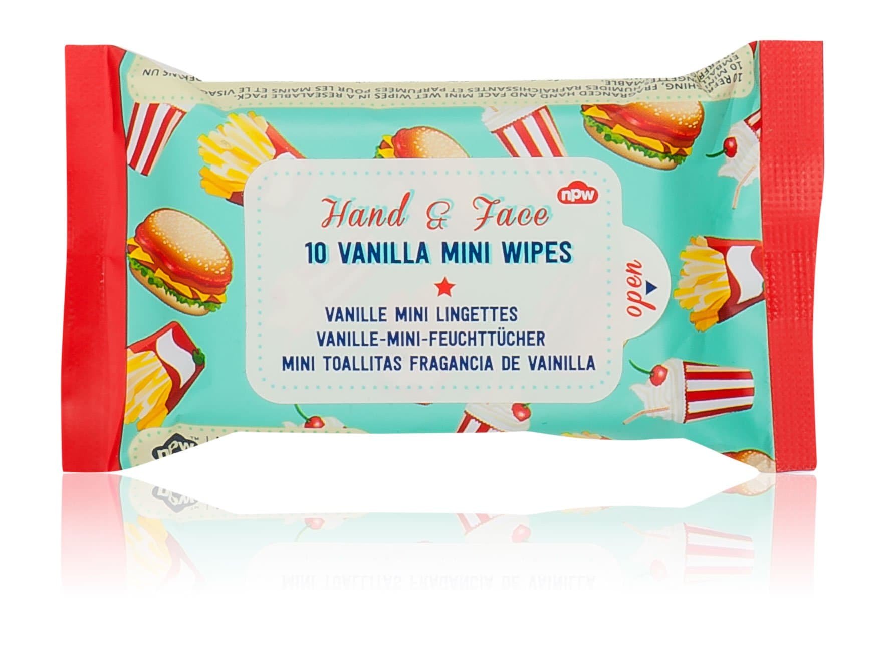 Hand and Face Mini Wipes Vanilla Fast Food By NPW