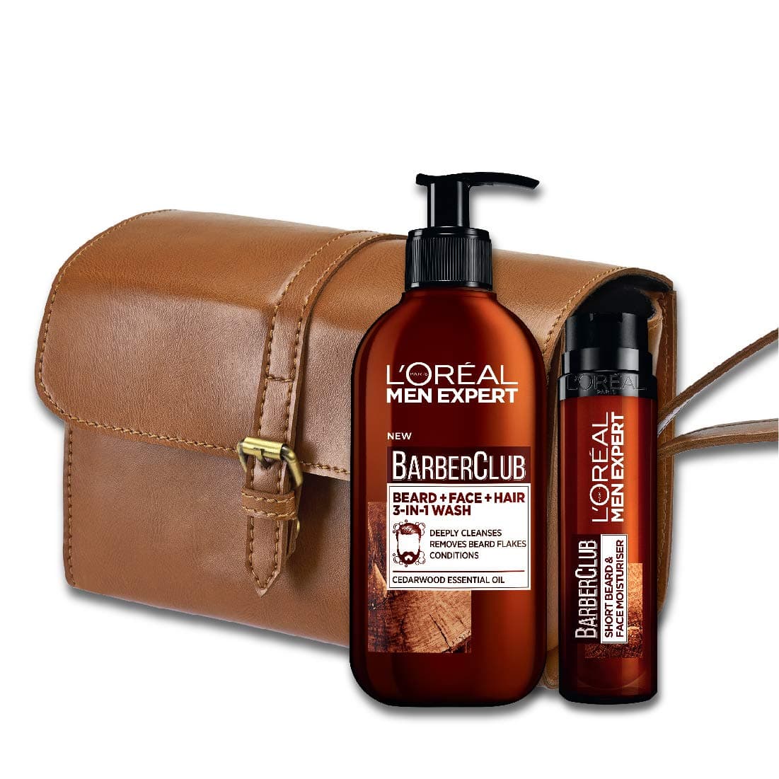 L'Oreal Paris Men Expert Barber Club Men's Grooming Kit, Beard + Face + Hair, 3-In-1 Wash, 200ml with Short Beard and Face Moisturiser, 50ml