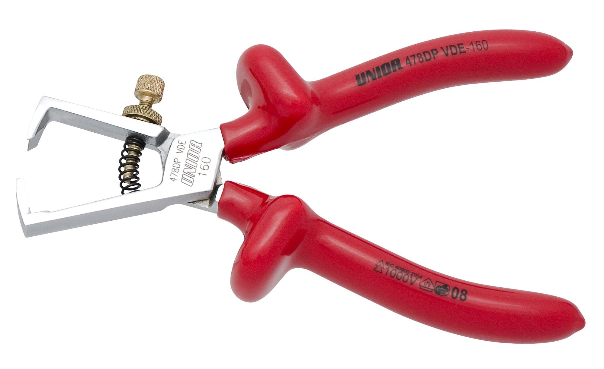 Unior 619186 160mm Wire Stripper with Adjusting Screw and Spring Black 478/1VDEDP