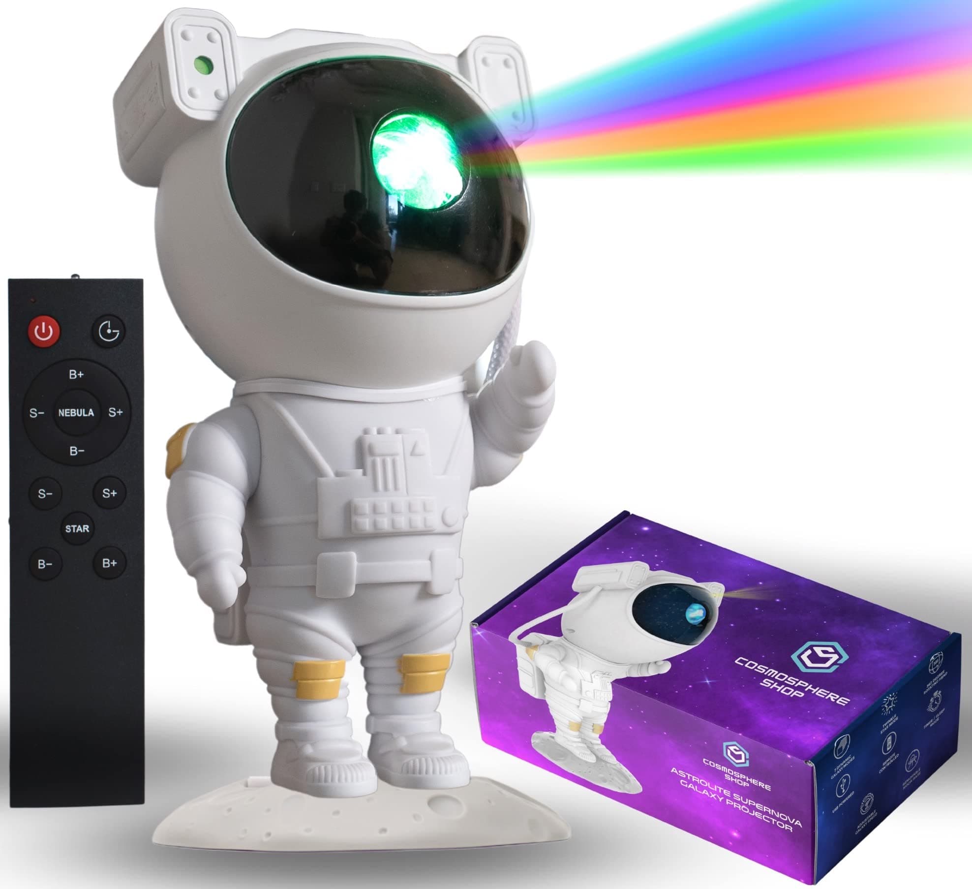 Cosmosphere Astronaut Star Projector Night Light for Kids & Adults - Remote Control Galaxy Projector w/ 360° Rotating Head, 7 Dynamic Galaxy & Star Modes, Timer & Sleep Mode Night Lights for Kids Room