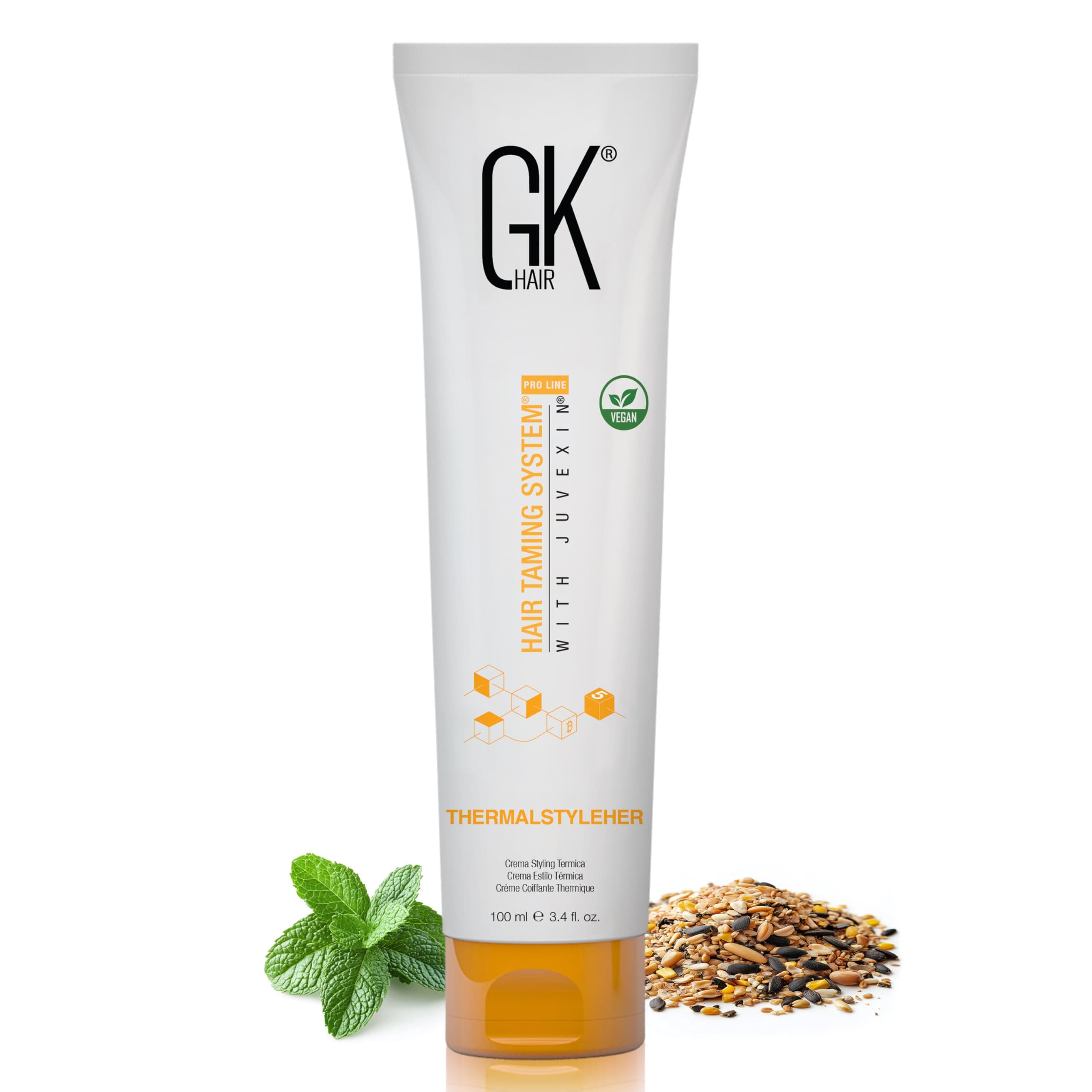 – GK HAIR Global Keratin ThermalStyleHer Hair Cream (3.4 Fl Oz/100ml) - Thermal Styling Blow Dry Heat Protectant Cream - Anti Frizz Damage Protection Styling Cream for All Hair Types