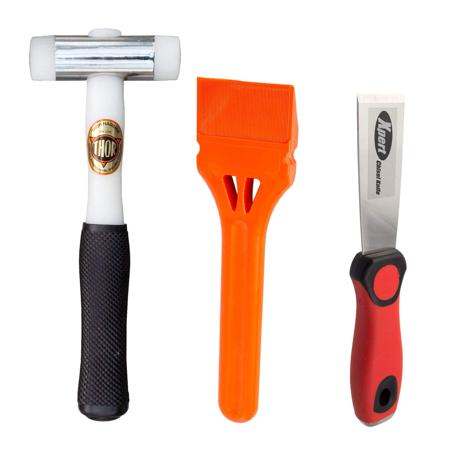 Window Glazing Tool Kit Bundle with Thor 710 Nylon Hammer, JCP Glazing Paddle and Xpert Chisel (3 Items)