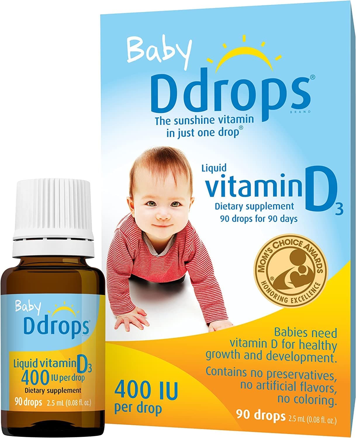 Liquid Vitamin D Baby Drops, 400 Iu Each, 90 Drops (Pack of 8)