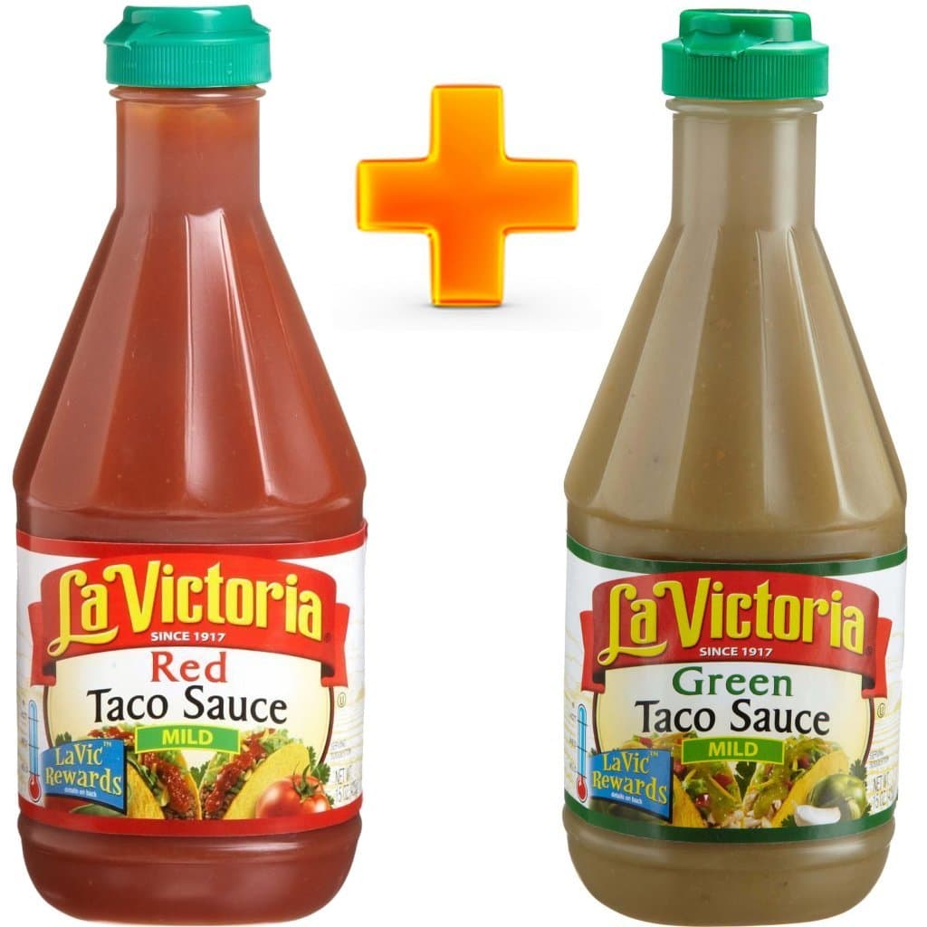 Green & Red Mild Taco Sauce Squeeze Bottle 15oz Each ~ Kosher ~ Gluten Free Bundle Pack