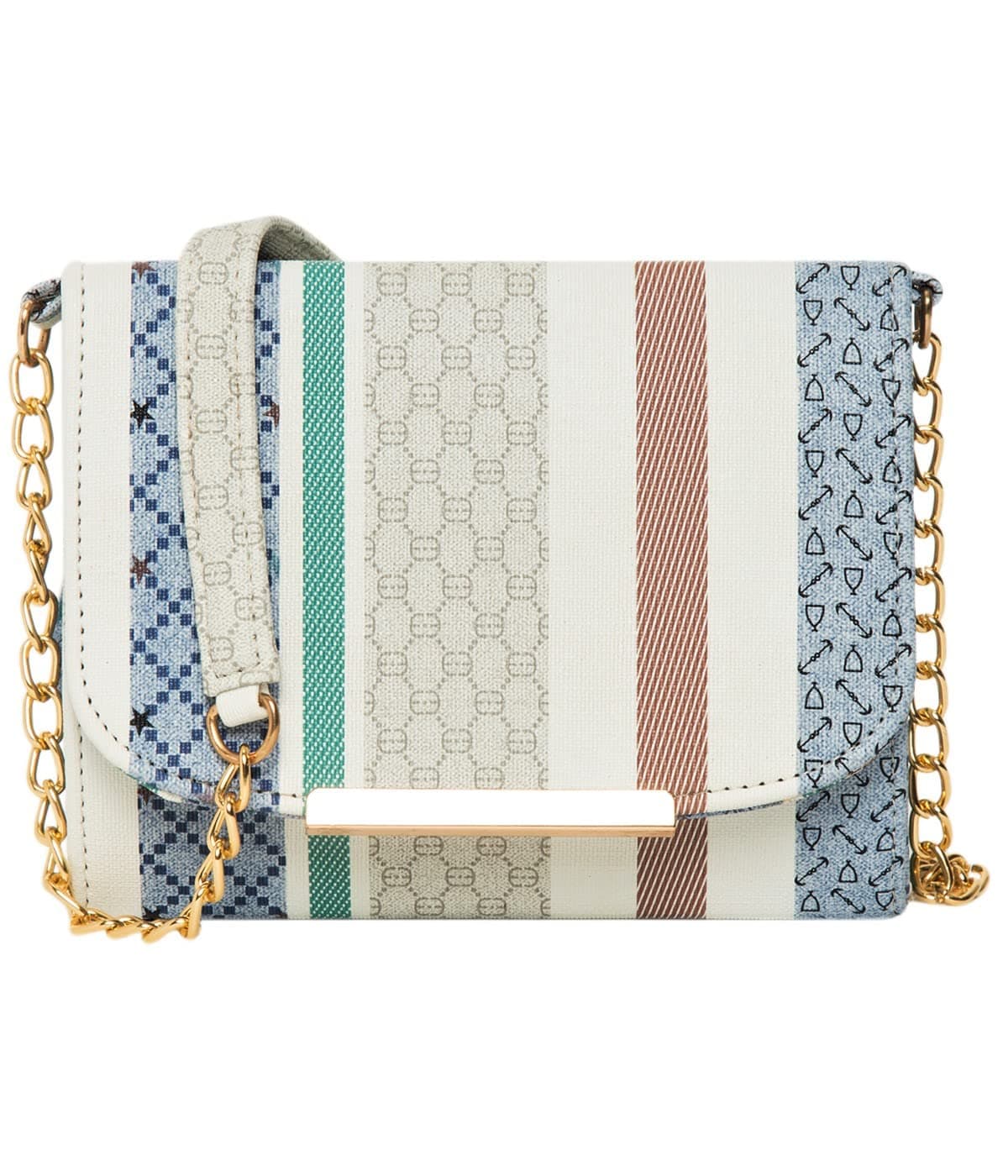 Women Girls Stripes Checks Cross Body Sling Bag