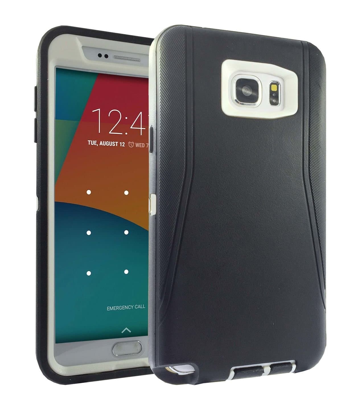 Galaxy Note 5 case, Lucky On Galaxy Note 5 Hybrid Dual Layer Armor Heavy Duty [Original Retail Packaging] [Shockproof] [Built-in Screen Protector] Cover Case for Samsung Galaxy Note 5 (Black / White)