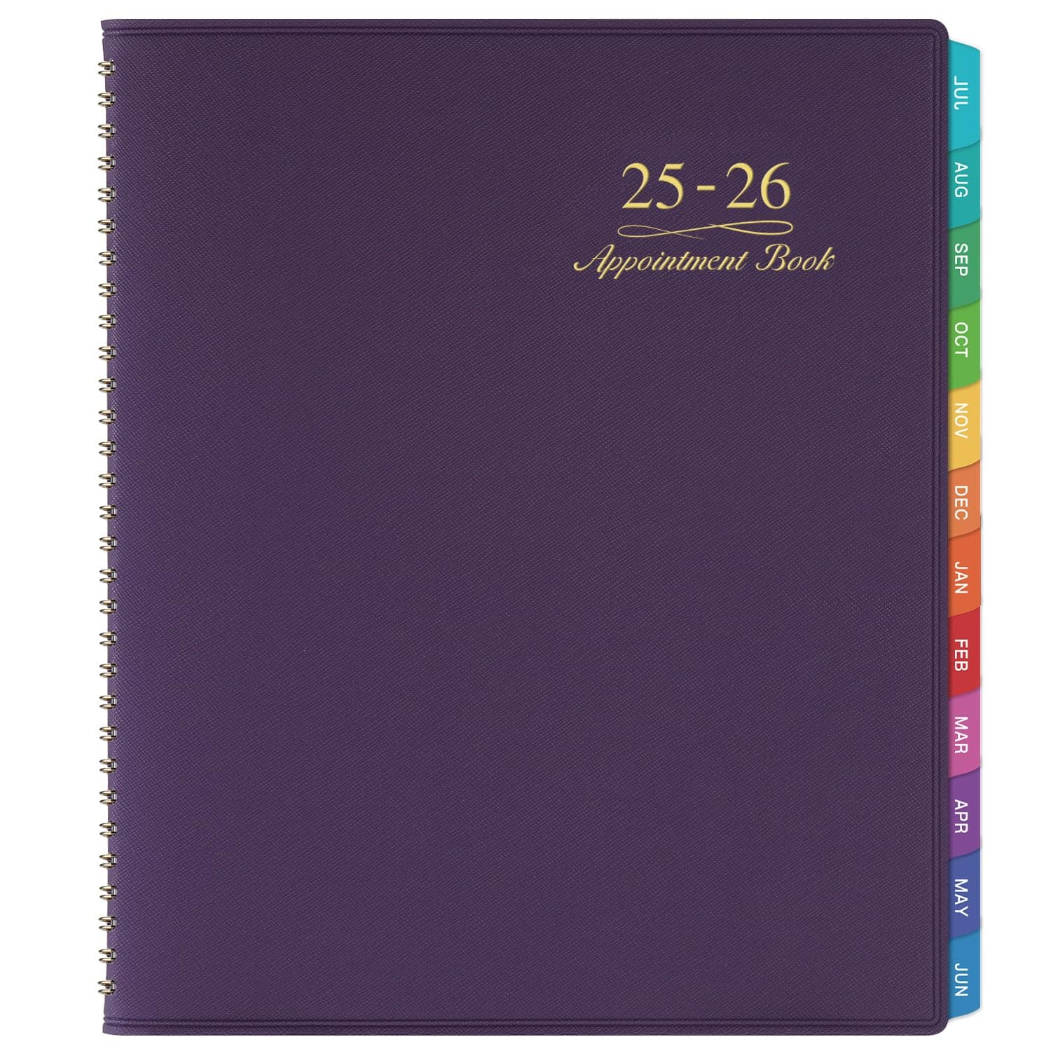 Appointment Book/Planner 2026 - Weekly Appointment Book 2026, January 2026 - December 2026, 8.26"x 11.4", Daily/Hourly Planner with Tabs, 15 Minutes, Wirebound - Purple