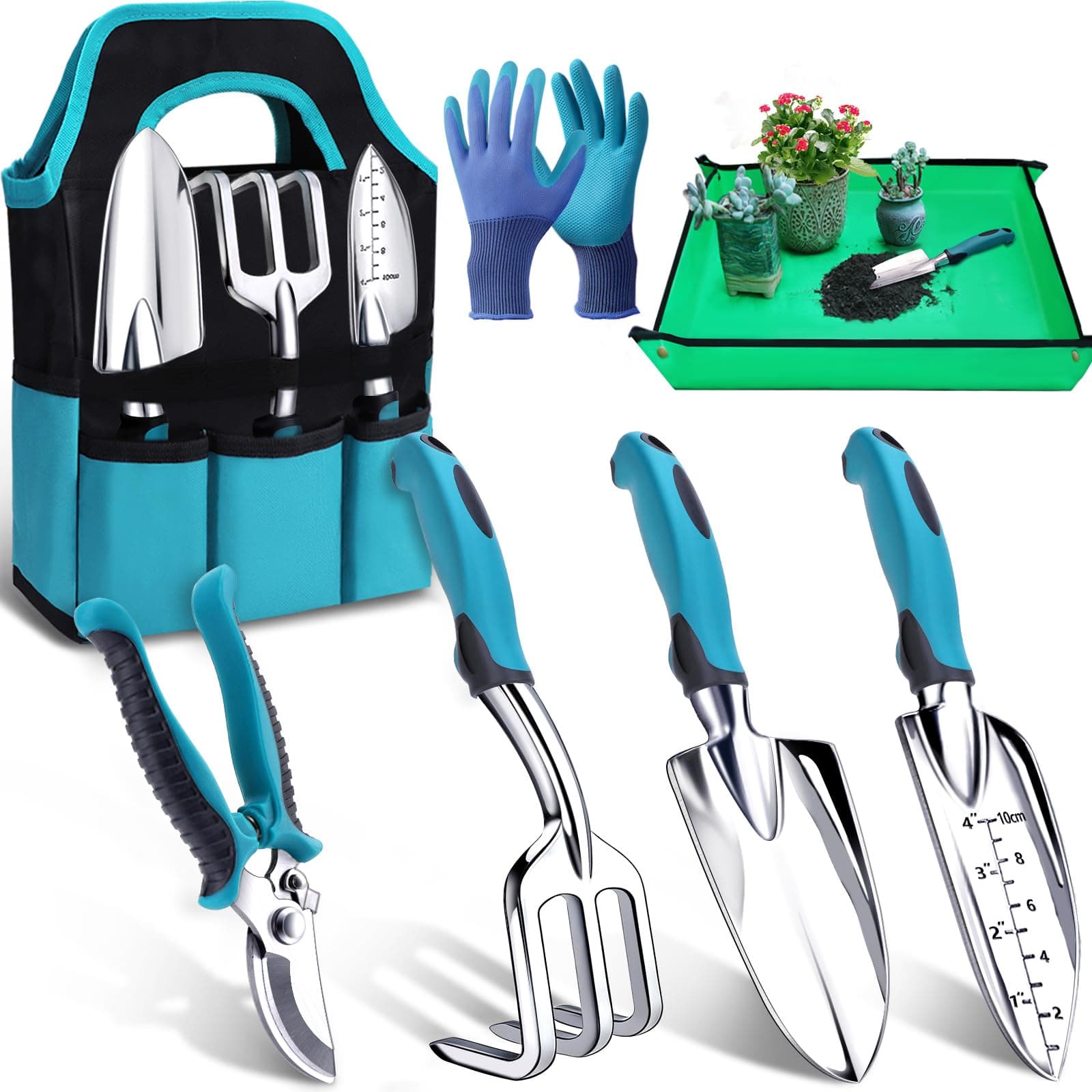 Kynup Garden Tools, Gardening Gift for Women, Men, Beginners, Gardening Hand Tools Kit, Gardening Supplies, Essentials, Garden Stuff, Rust Resistant Garden Tool Set for Weeding, Digging, Planting