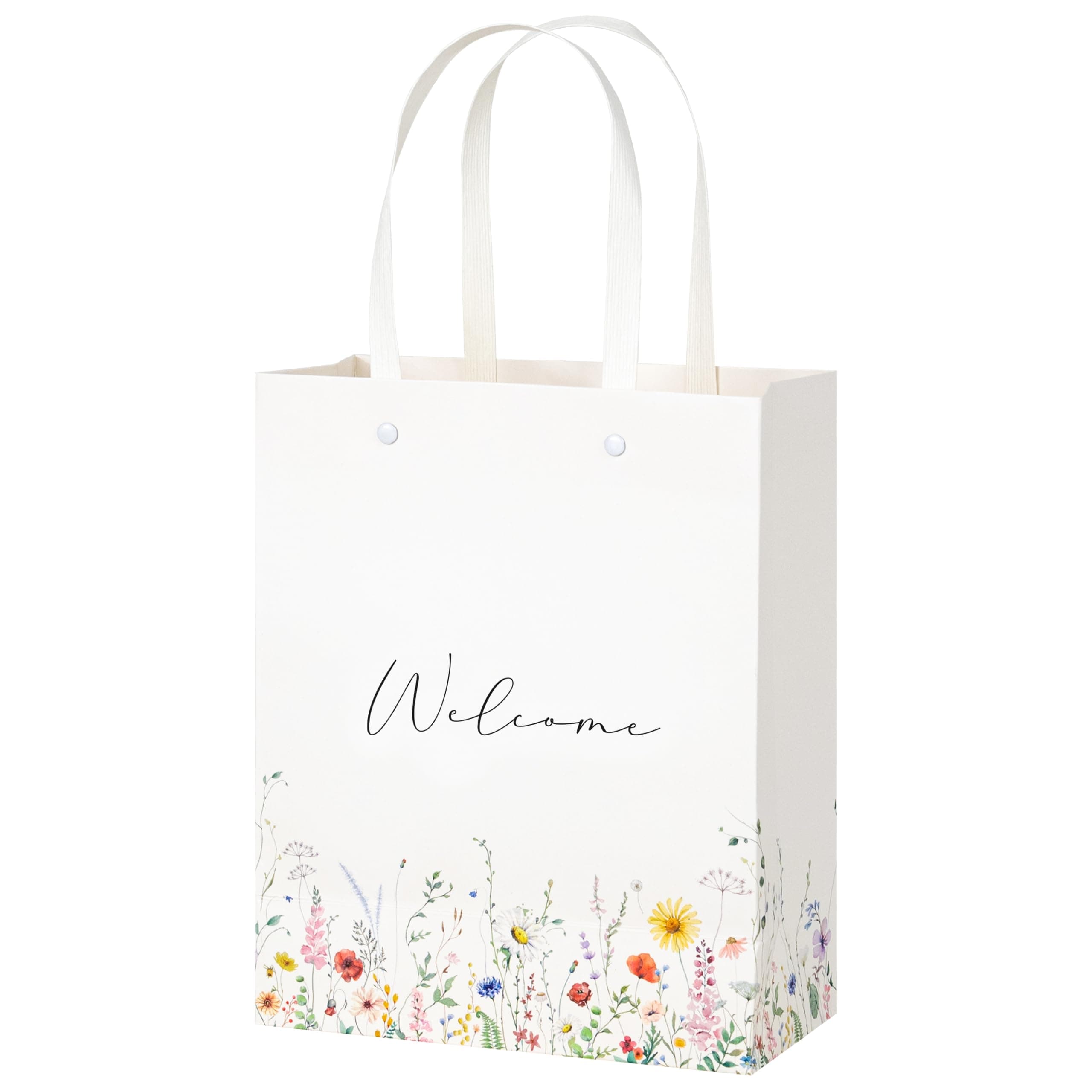 Crisky Wildflower Welcome Gift Bags for Wedding Hotel Guests, Bridal Baby Shower, 10"x8"x4", 25 Pack