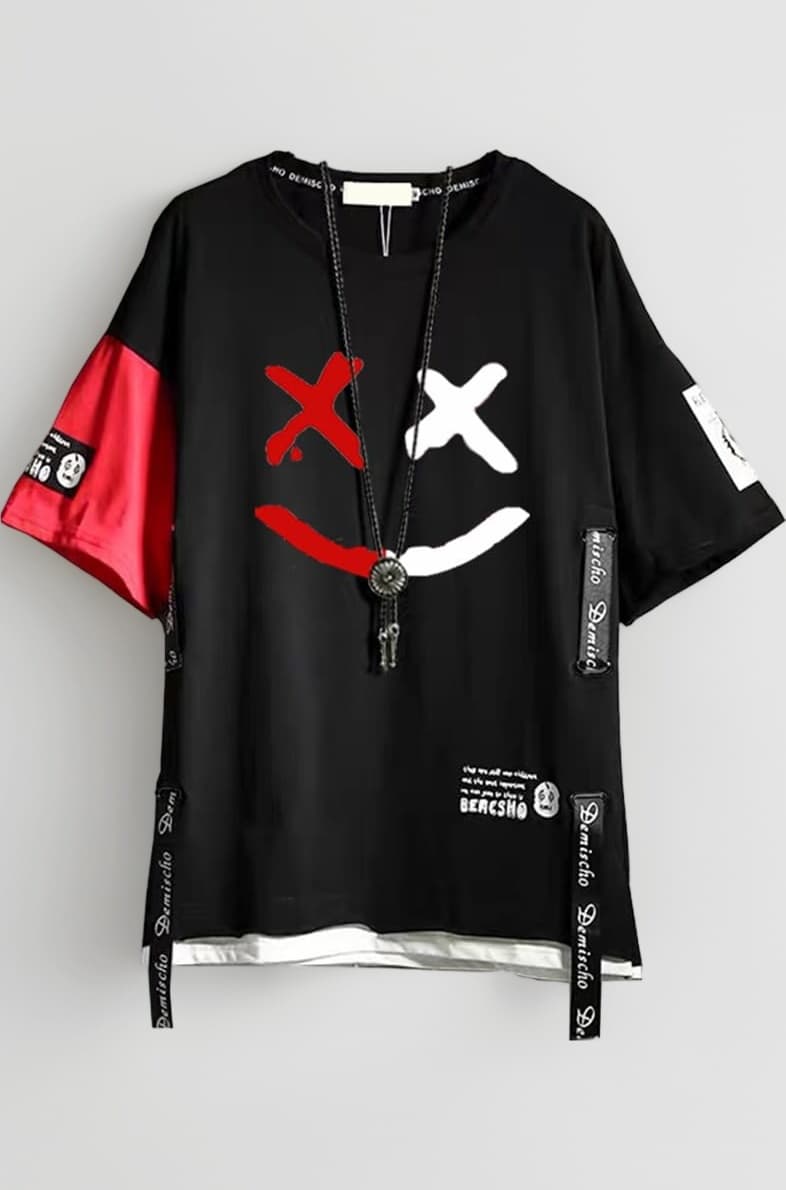 DUDHUH Men’s T-Shirts Techwear Japanese Streetwear Hip Hop Short Sleeve Shirts for Men