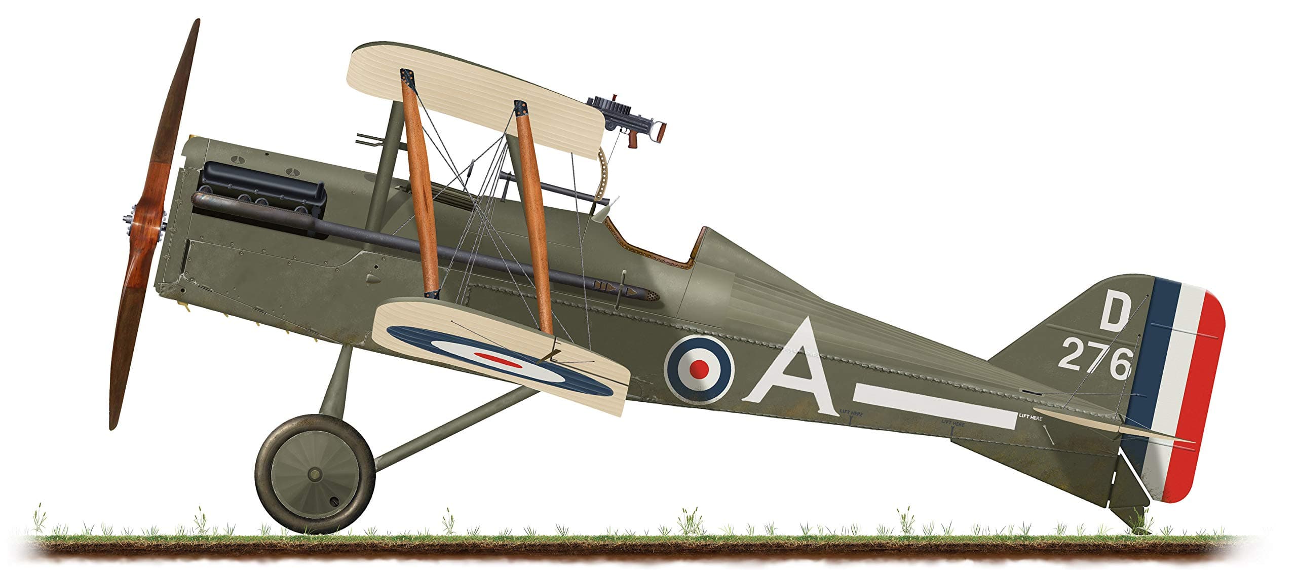 Profile Artwork, SE5A Vintage British Aircraft 1918 Mick Mannock A3 Glossy Photo Print First World War WW1 Signed