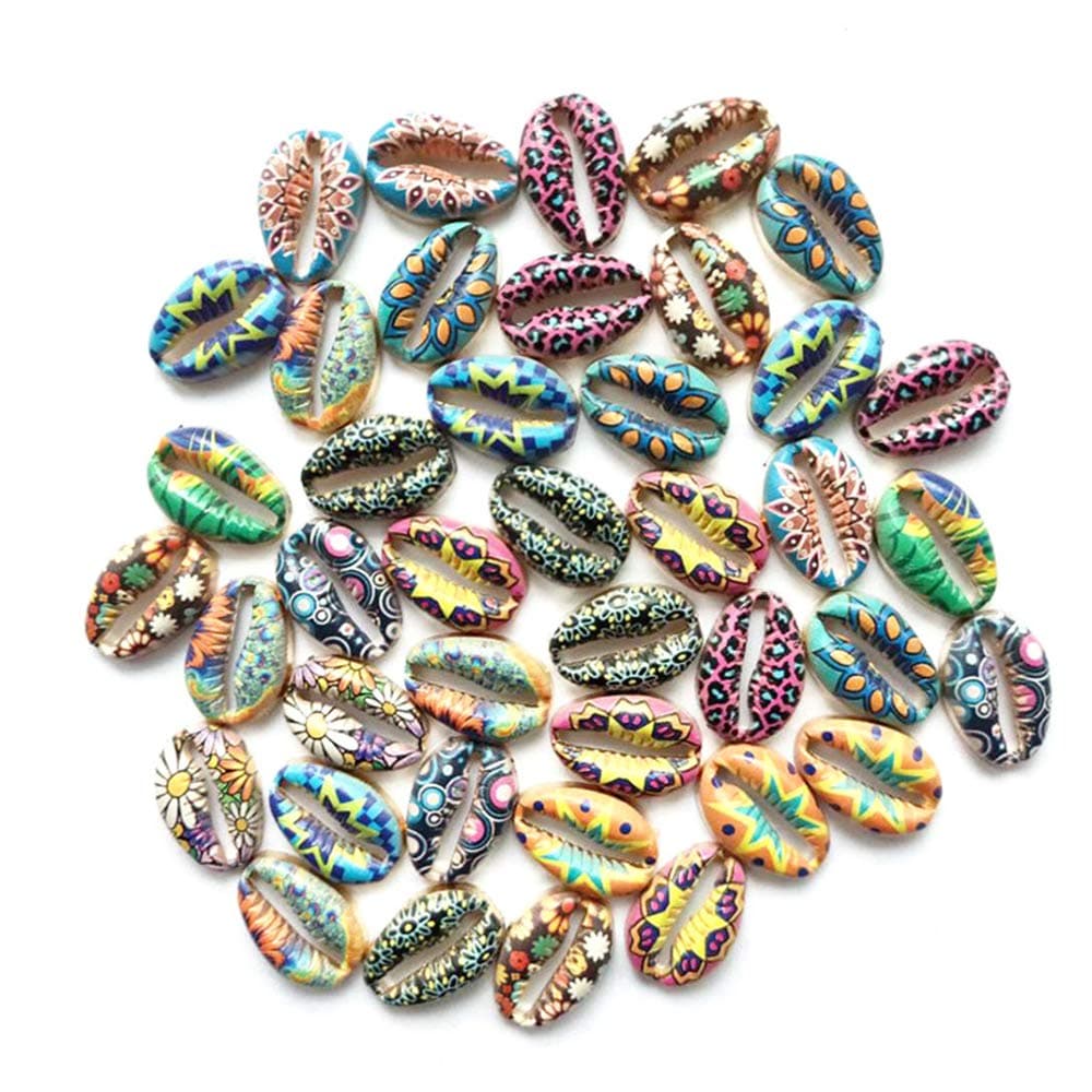 20pcs Mix Hawaiian Style Colorful Inkjet Alloy Shell DIY Accessories Necklace Bracelet Accessories Charms DIY Jewelry Making Braid Decoration