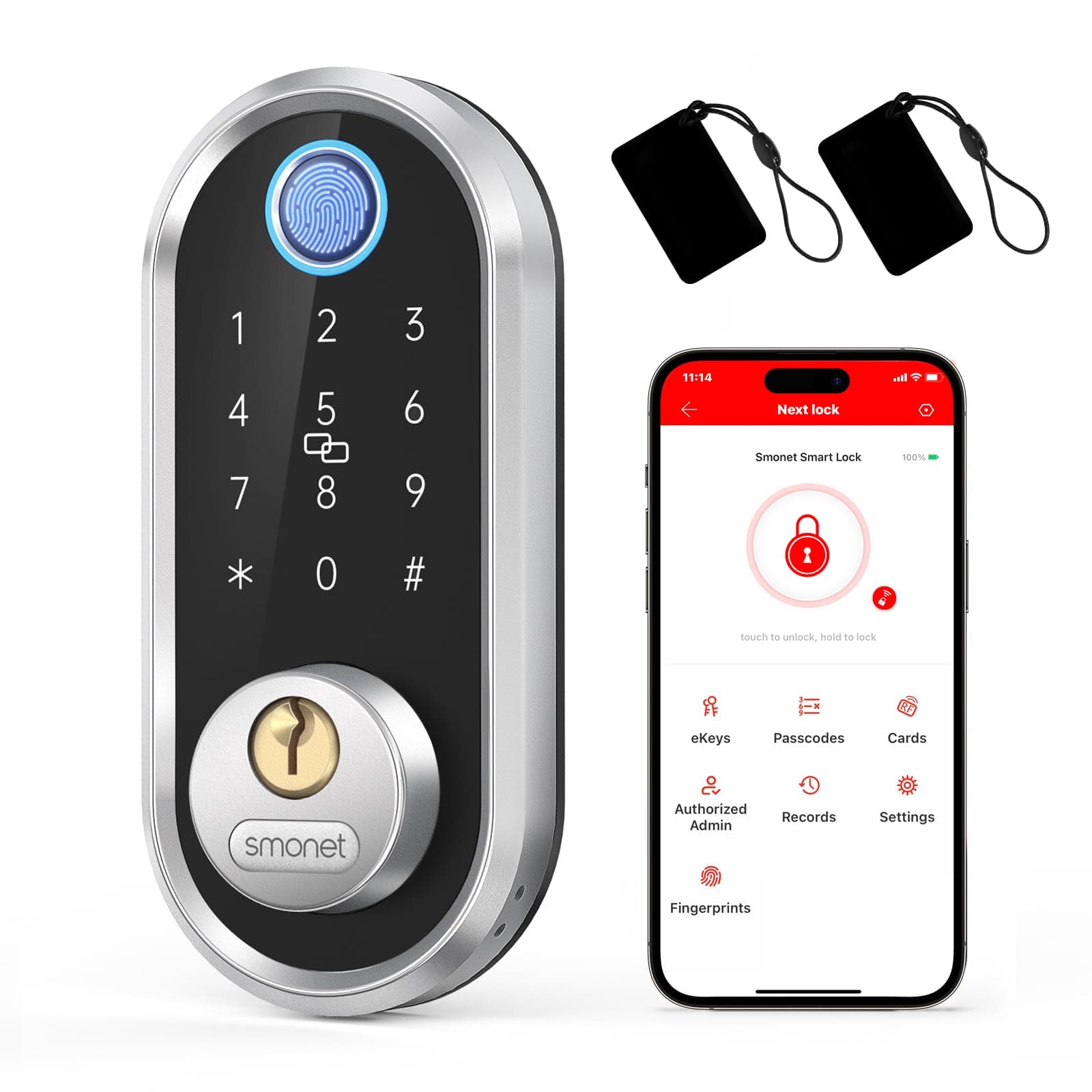 Smart Deadbolt, Fingerprint Electronic Deadbolt Door Lock with Keypad-Bluetooth Keyless Entry Keypad Smart Deadbolt App Control, Ekeys Sharing, App Monitoring Auto Lock for Homes and Hotel