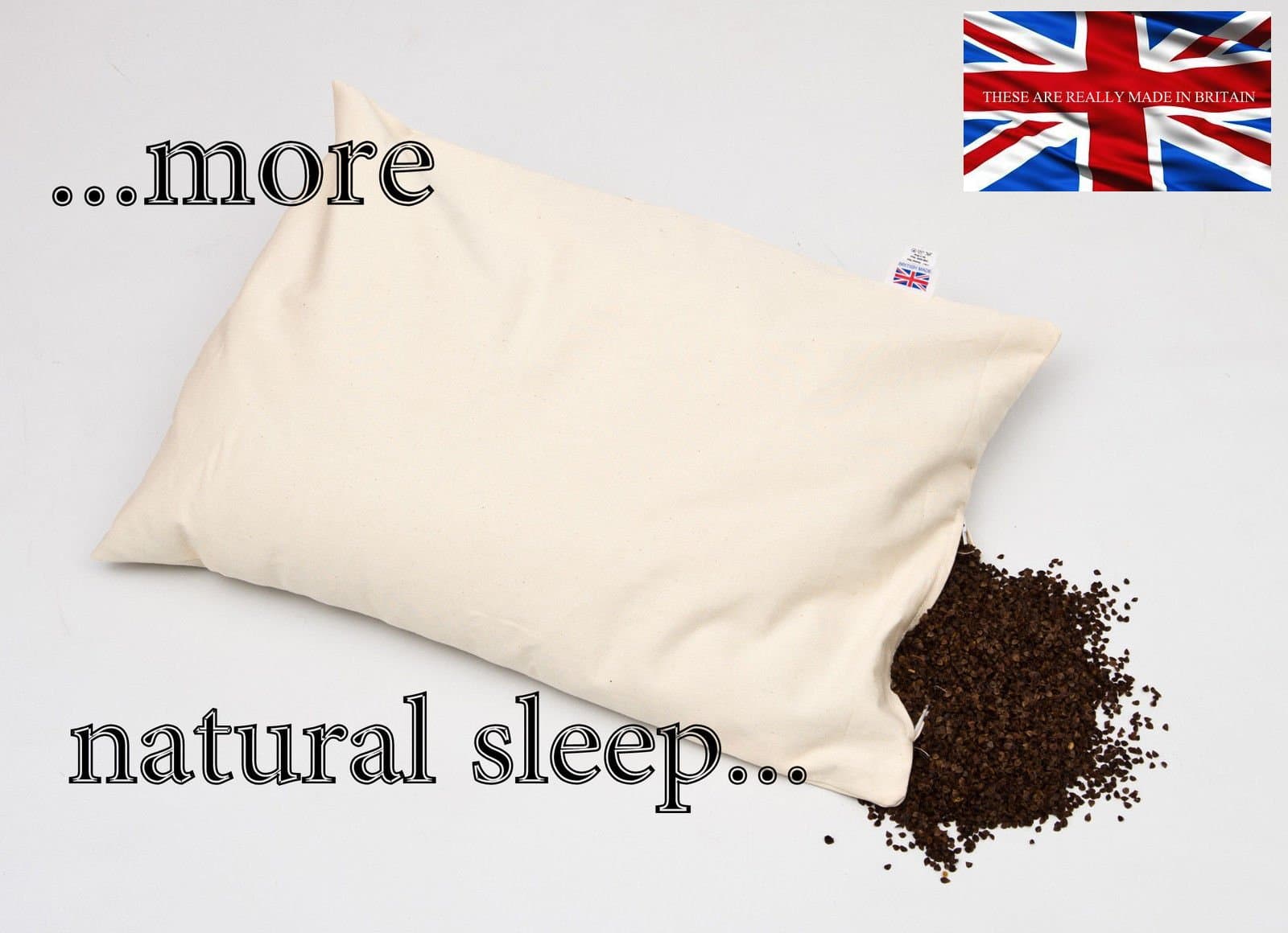 British Made Organic Buckwheat Husk Pillow – Large 28” x 17” (71 x 43 cm), 3.6kg – Naturally Breathable, Firm Support.