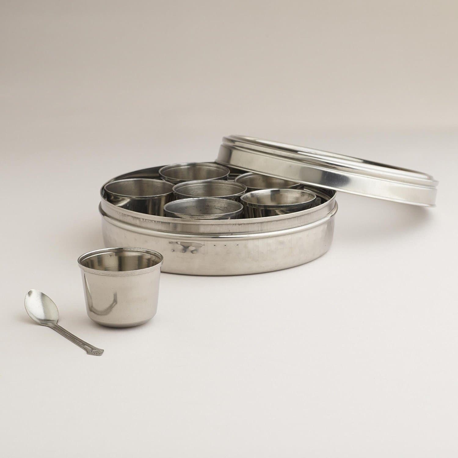 Masala Dabba Stainless Steel Spice Box with Clear Lid