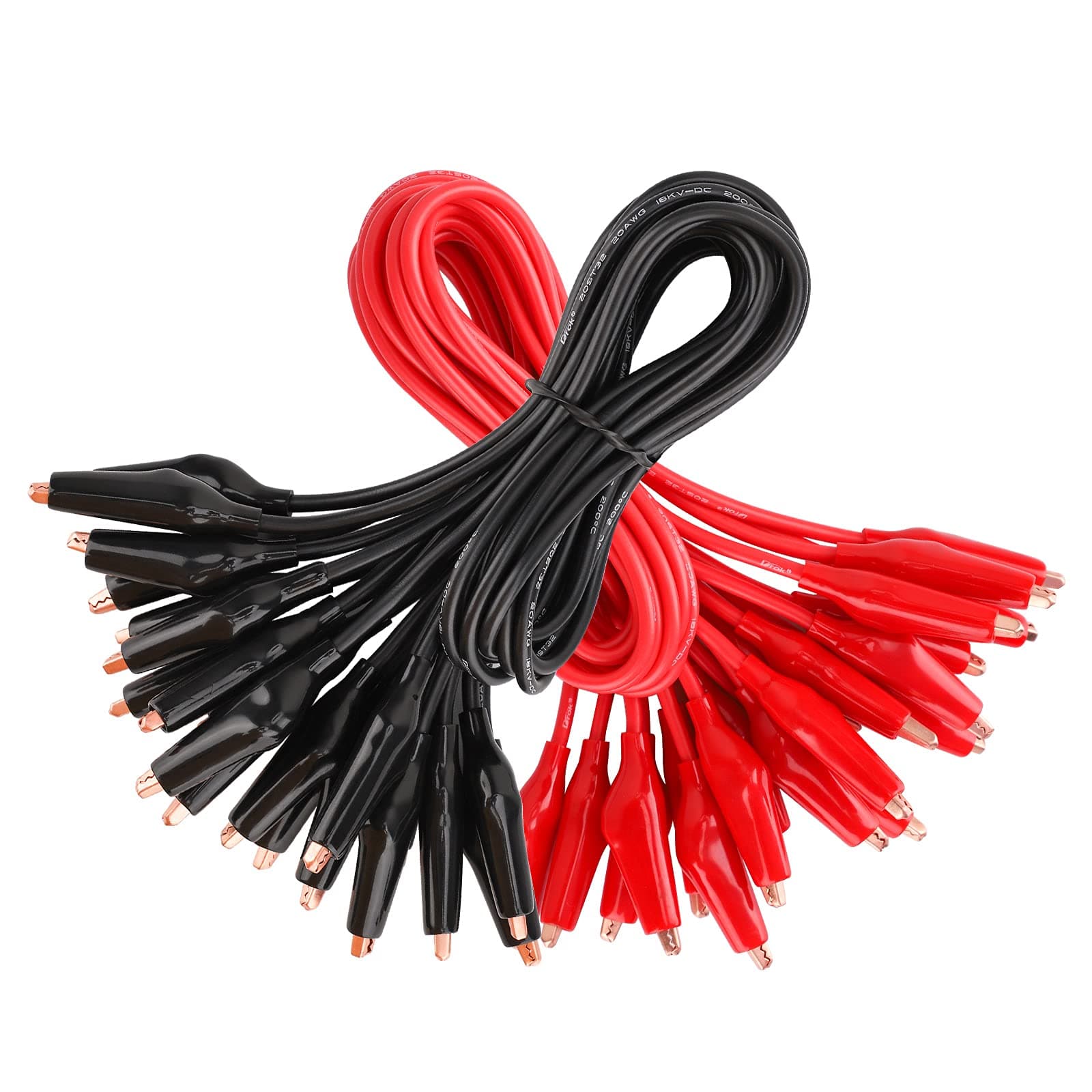 DROK Jumper Wires with Alligator Clips Electrical - 20pcs 35mm Small Pure Copper 19.6 inches/50cm Test Leads with Alligator Clips for Multimeter Electrical Testing
