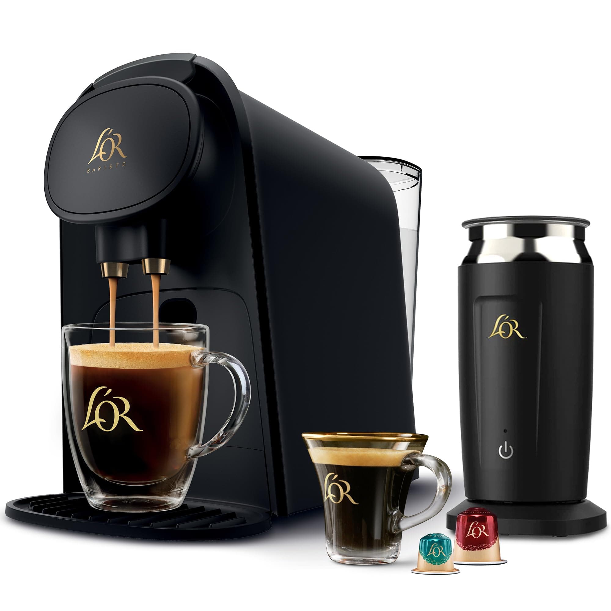 L'OR Barista System Coffee and Espresso Machine Combo with Frother, Matte Black, 2606108