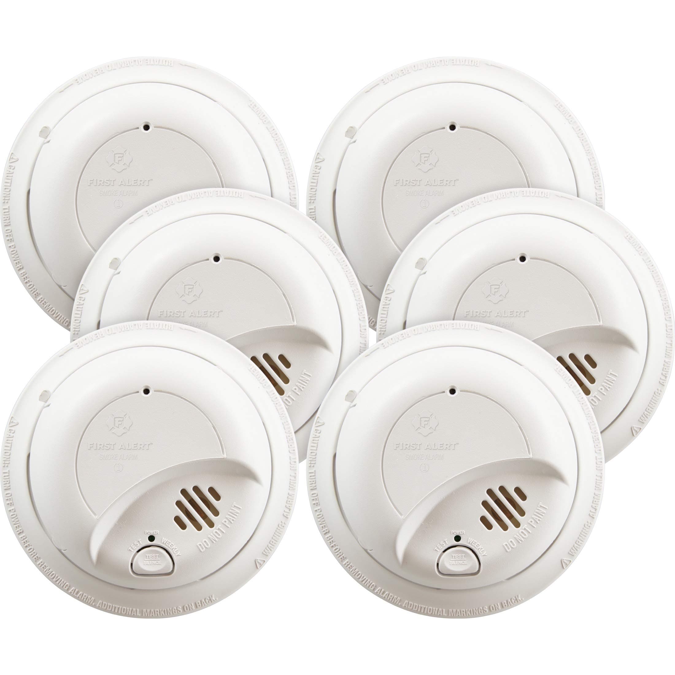 FIRST ALERT9120B Smoke Detector, Hardwired Alarm with Battery Backup, 6-Pack