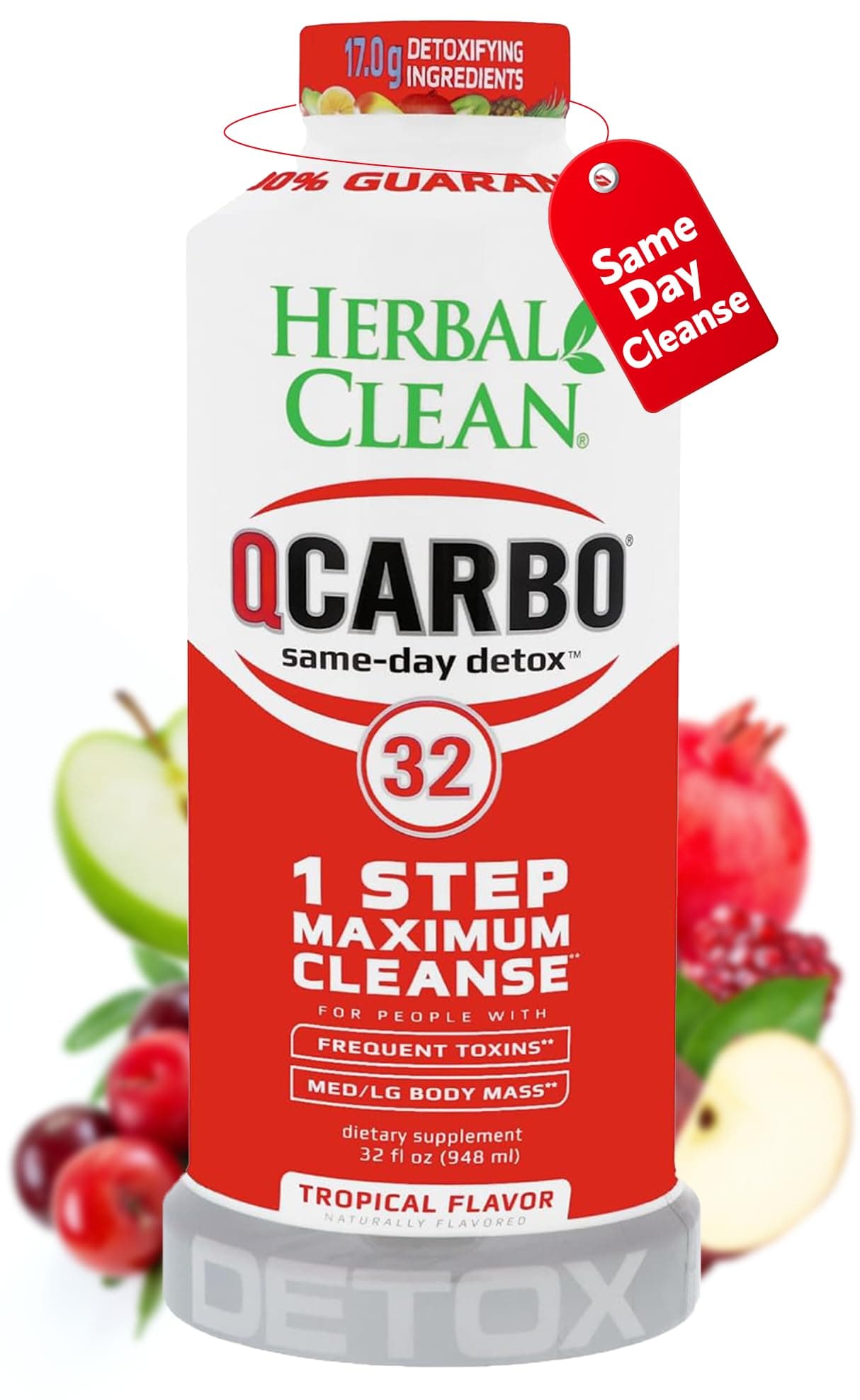 Detox QCarbo32, 1 Step, Maximum Strength, Cleansing Formula, Tropical Flavor 32 fl oz (948 ml)