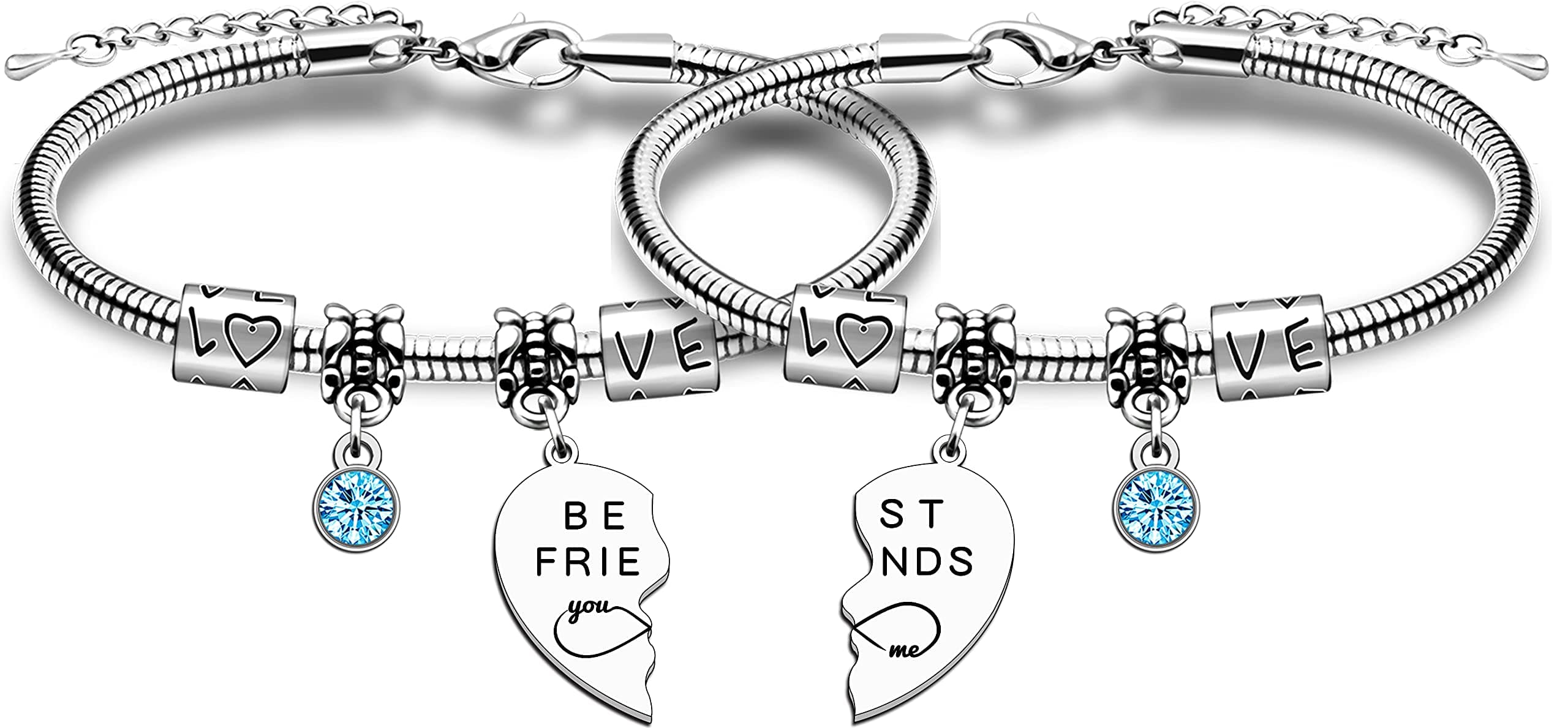 2 Pcs Best Friend Bracelet Gifts for 2 Women Girls BFF Bestie Birthday Graduation