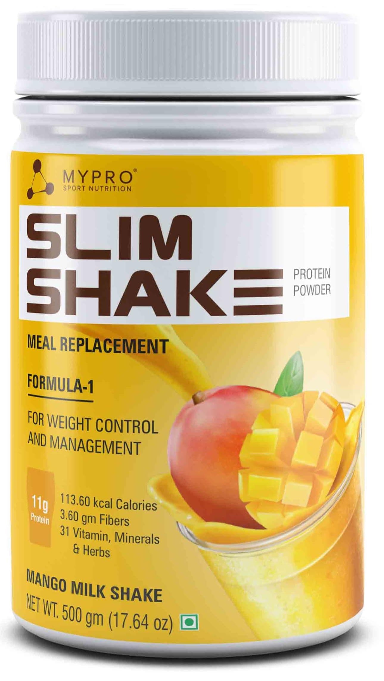 Slim Shake Protein Powder-Meal Replacement Shake For Weight Control & Management-Sugar-Free,For Men & Women-500 Gm- Mango Milk Shake