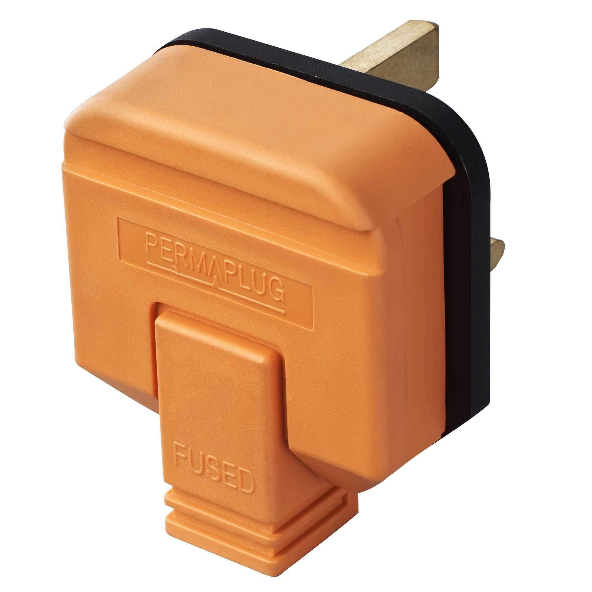 Permaplug UK 3 Pin Mains Plug. 13 Amp Heavy Duty Black/Orange/White HDPT13B-01 (Orange)