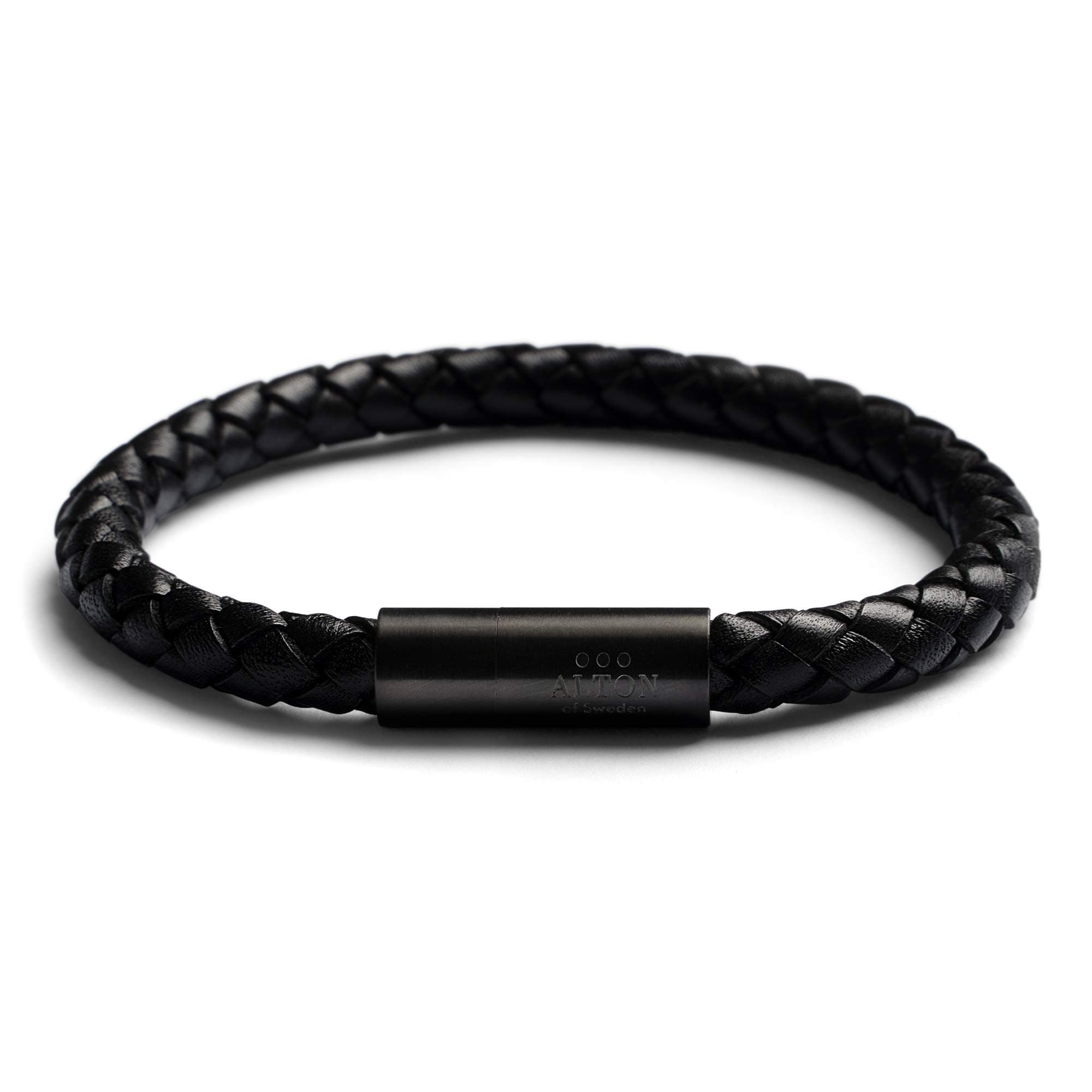 | Handcrafted in Italy | Premium Leather Bracelet for Men | Genuine Black Braided Calf Leather | Strong Magnetic Clasp | Exclusive Jewelry Gift Box