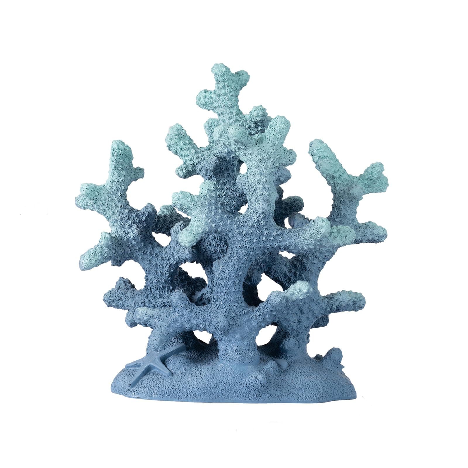 7.1" H Blue Coral Decor, Resin Coral Statue, Nautical Decorations for Home, Bedroom, Bathroom, Living Room, Beach/Coastal/Ocean Themed Cabinet Shelf Tabletop Decor