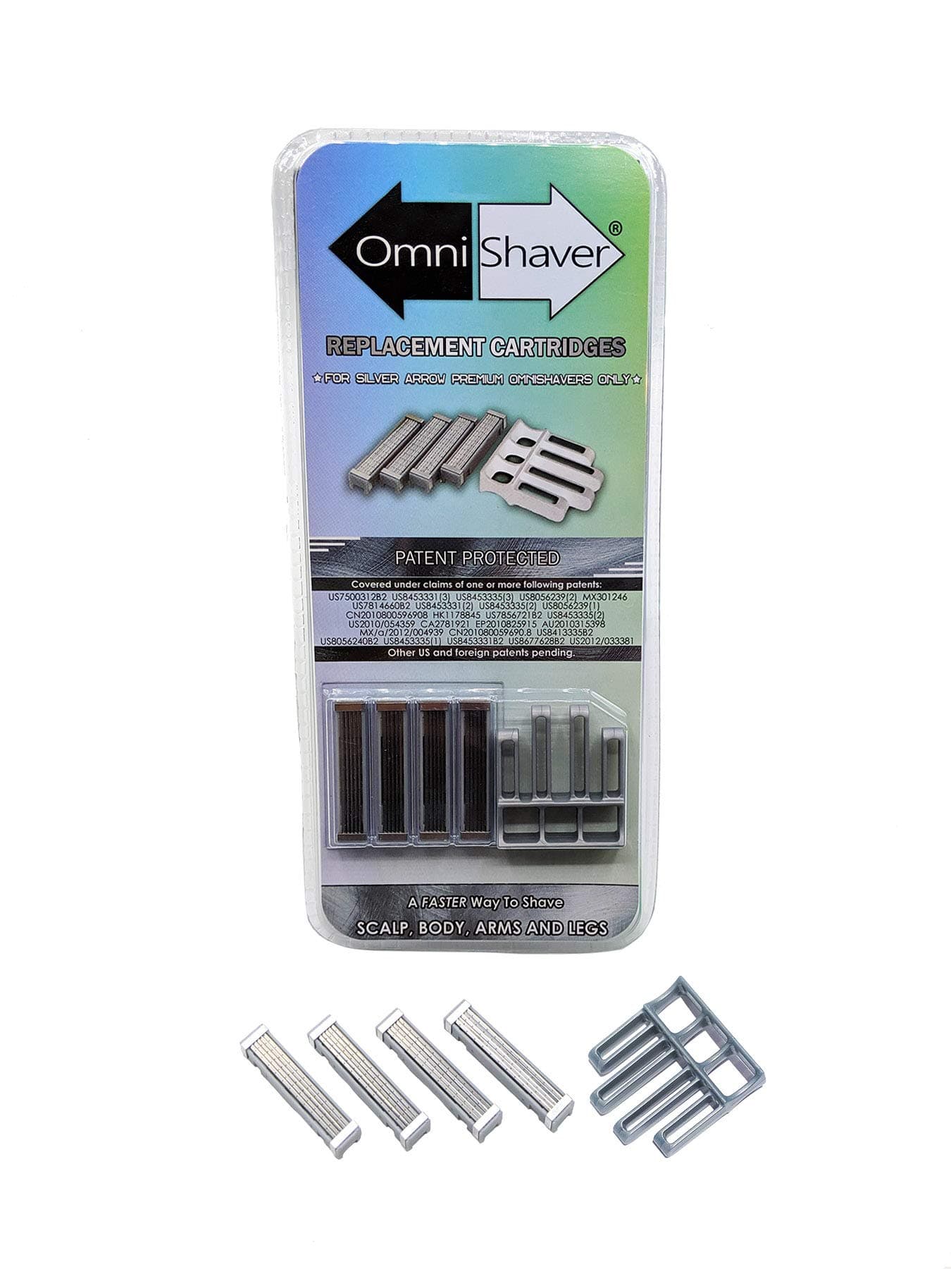 Premium Omnishaver Replacement Cartridge Refill Kit with Blade Removal Tool - Self Cleaning & Self-Stropping Shaving Razors for Men & Women - Safe & Smooth Mens Razors Blades Refills - 4 Cartridges