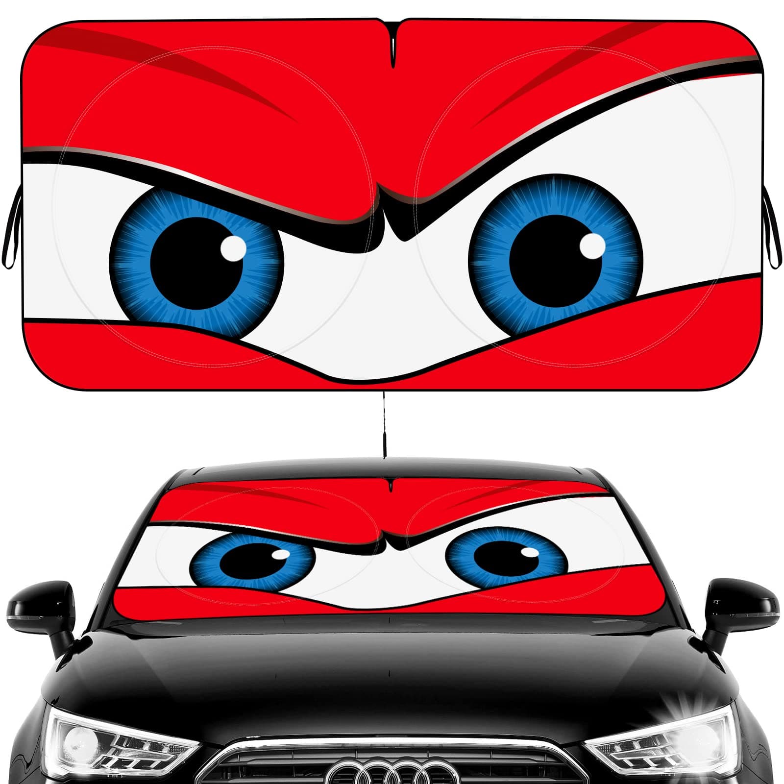 Windshield Sun Shade Eyes-Angry Eye Red, Standard