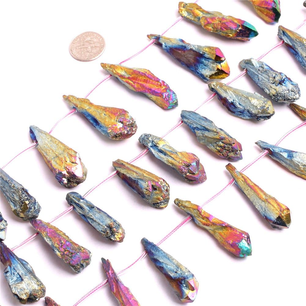 Raw Amethyst Beads for Jewelry Making Natural Semi Precious Gemstone 6x37mm-6x44mm Multicolored Strand 15" Dyed Color JOE FOREMAN