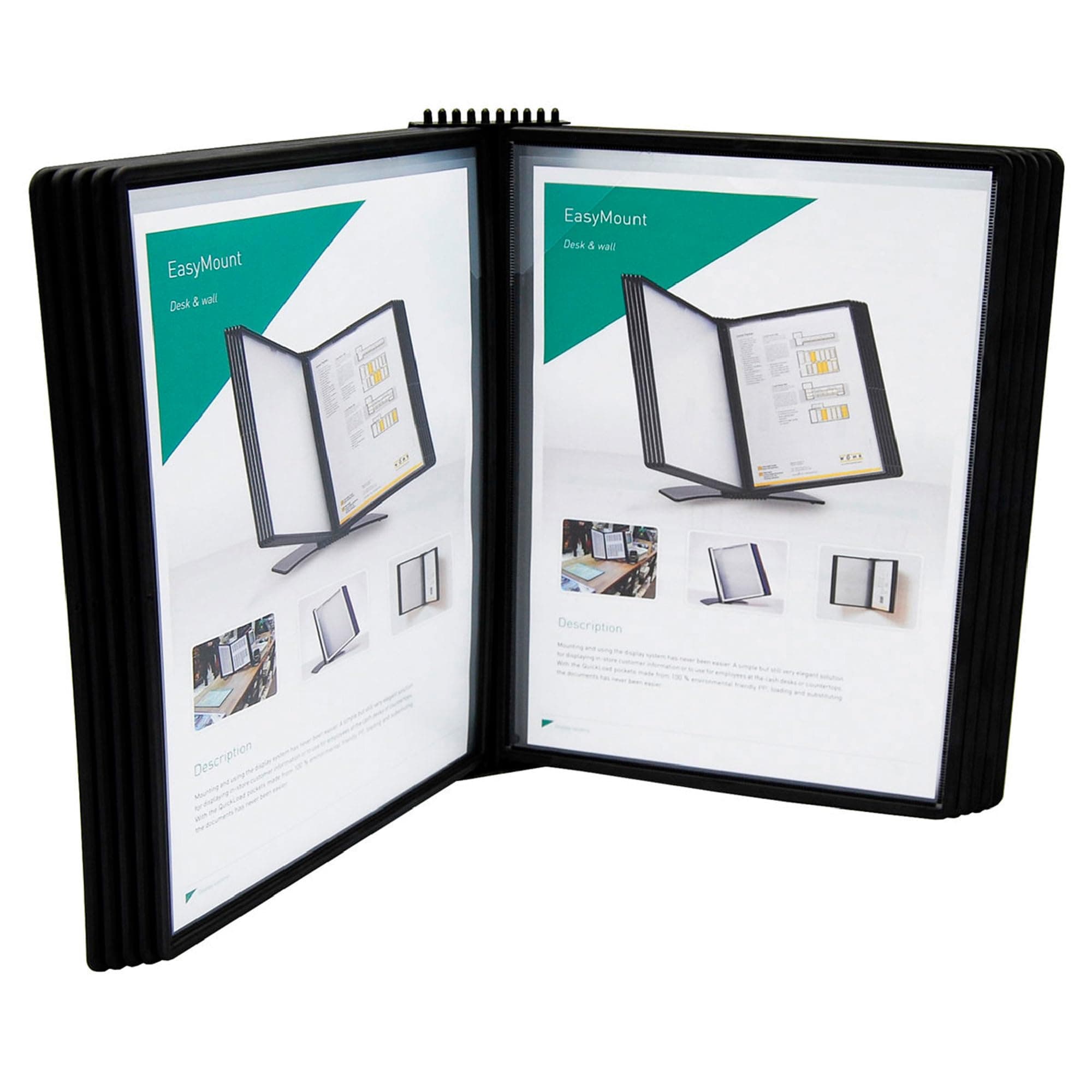 Tarifold DJOIS Wall Mount Reference and Display System – 10 Double-Sided Letter Pockets – 20 Sheet Capacity – Durable ABS & Metal – Easy-Load – Black (EZW771)