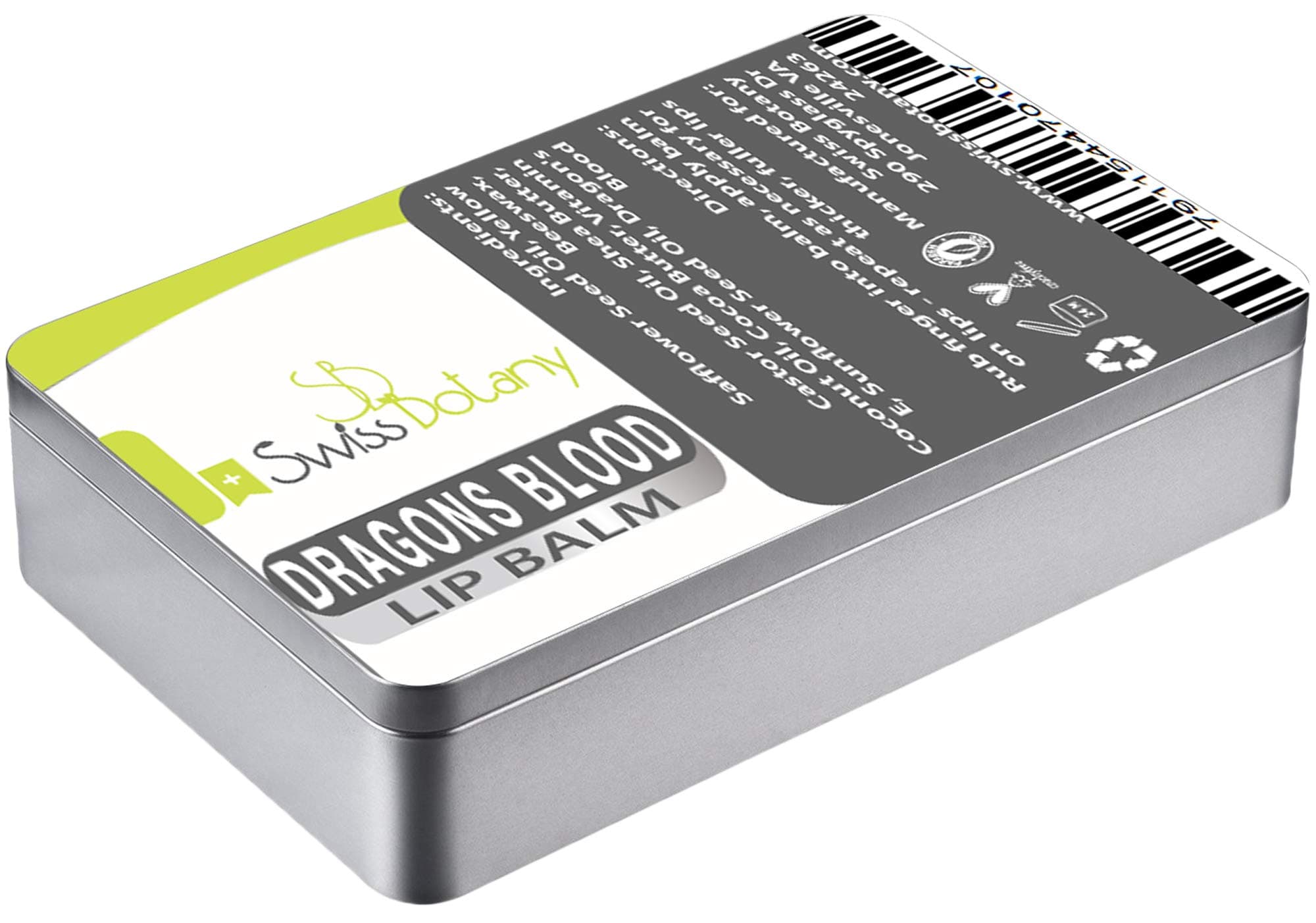 Swiss Botany Dragon's Blood Lip Balm, Cruelty Free Natural Ingredients, Hydrating for Plumper, Younger Lips, Made in the USA, 1 Tin