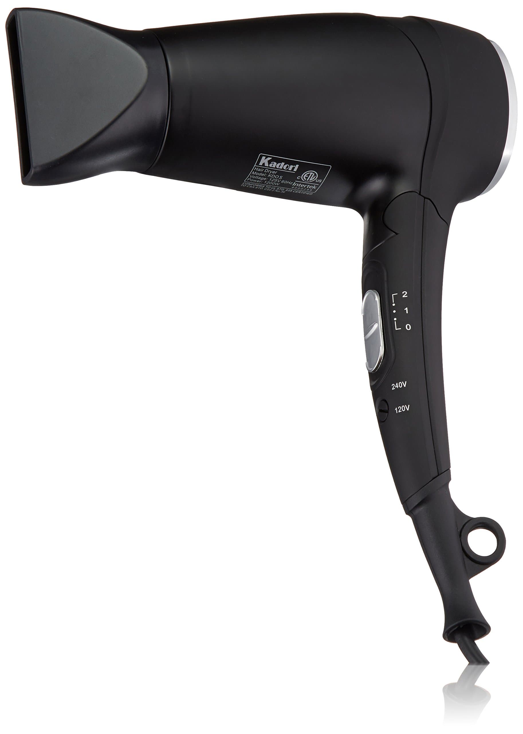 Kadori Professional Travel Blow Salon Hair Dryer Plug N Go, Ceramic, Ionic, with Folding Handle and Dual Voltage 110v/240v