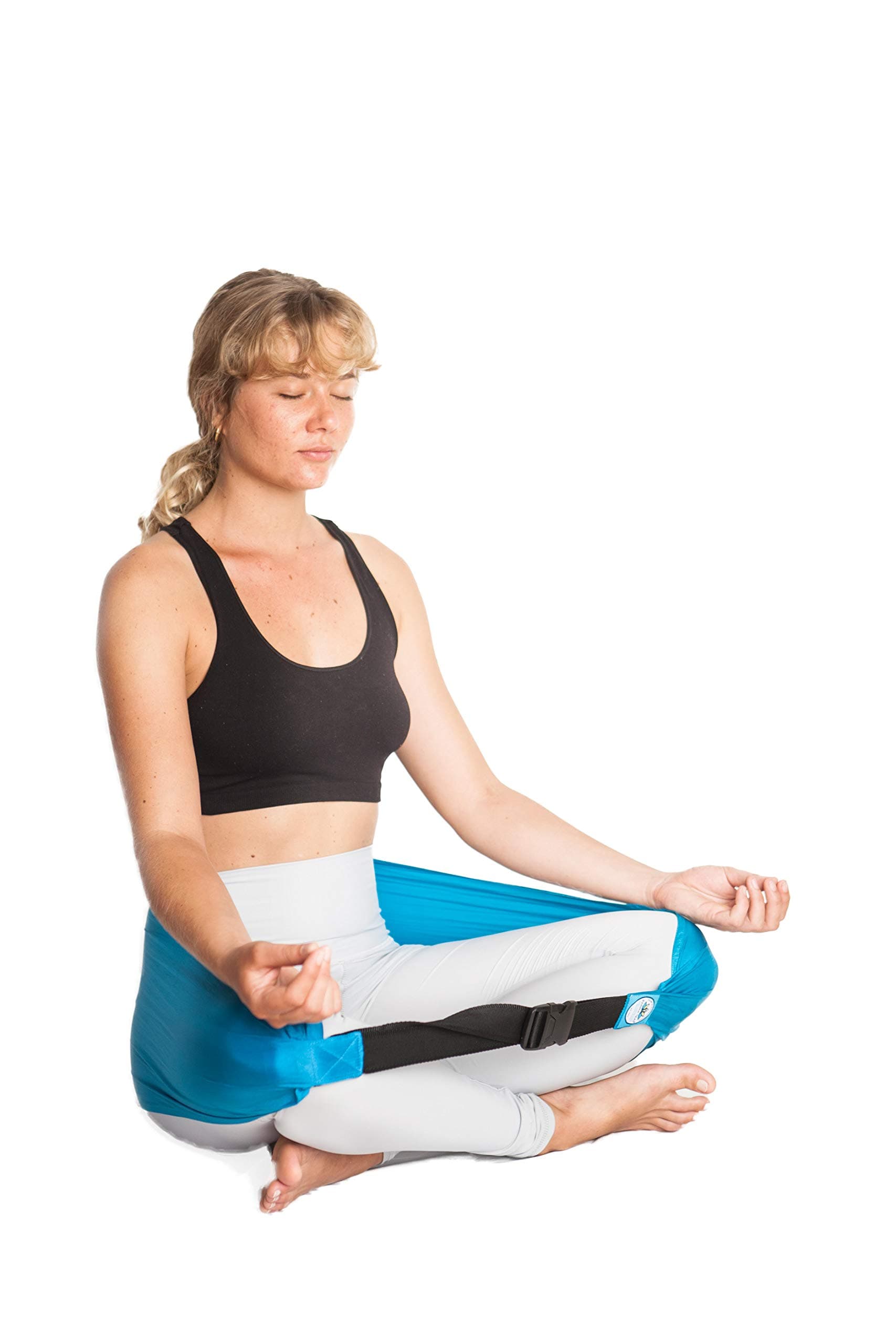 Meditation and Yoga Support Strap for Sitting Posture - Portable Seat Cushion Chair Style Belt (Turquoise, Medium)