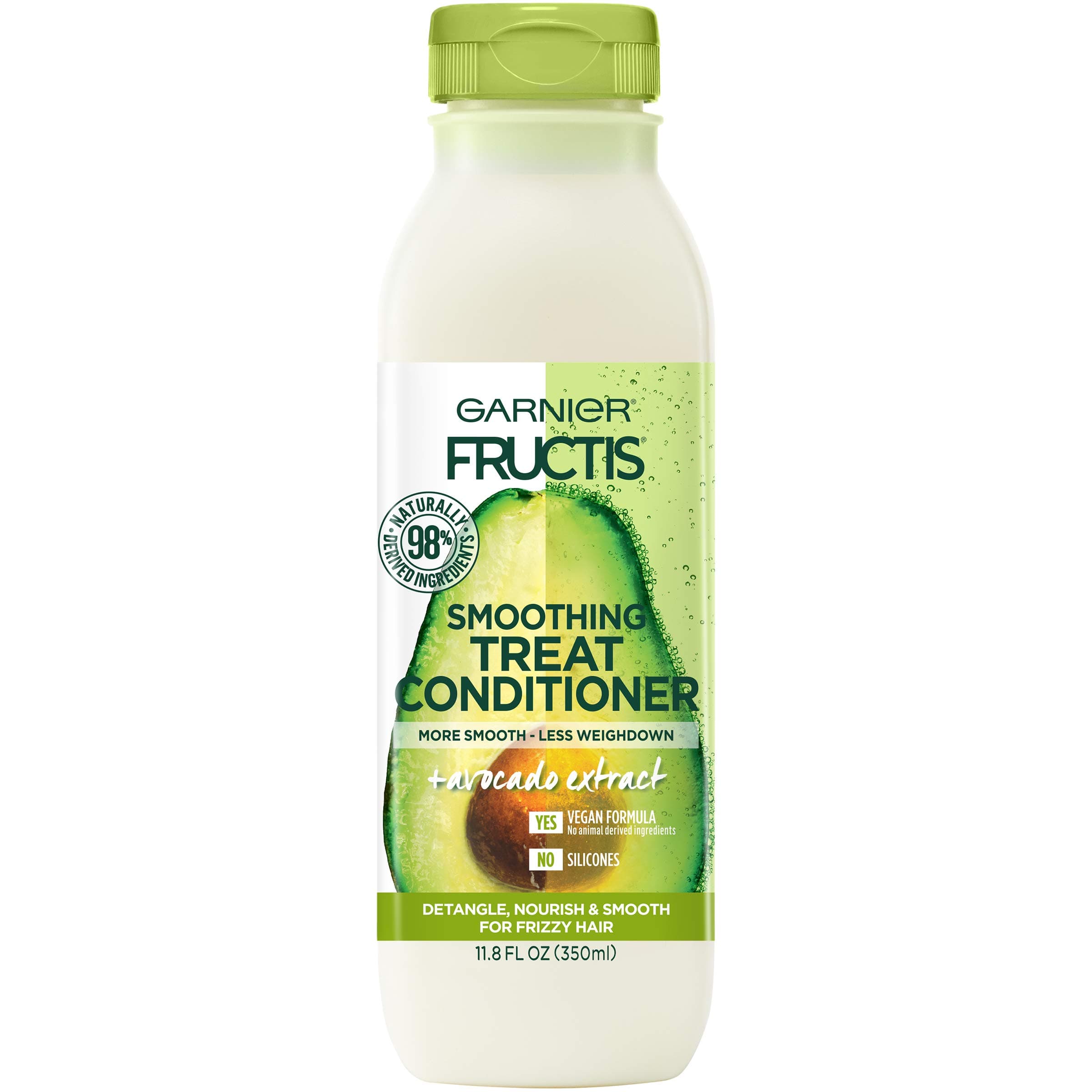 Fructis Smoothing Treat Conditioner, 98 Percent Naturally Derived Ingredients, Avocado, Nourish and Smooth for Frizzy Hair, 11.8 Fl Oz