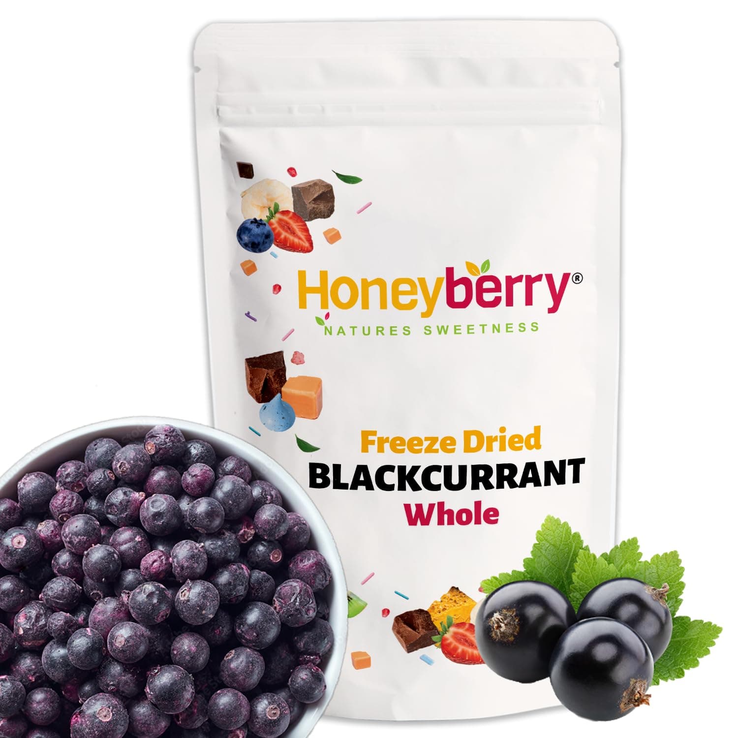 Freeze Dried Blackcurrant Whole 100g - No Added Sugar, 100% Natural, Gluten Free, Vegan Friendly