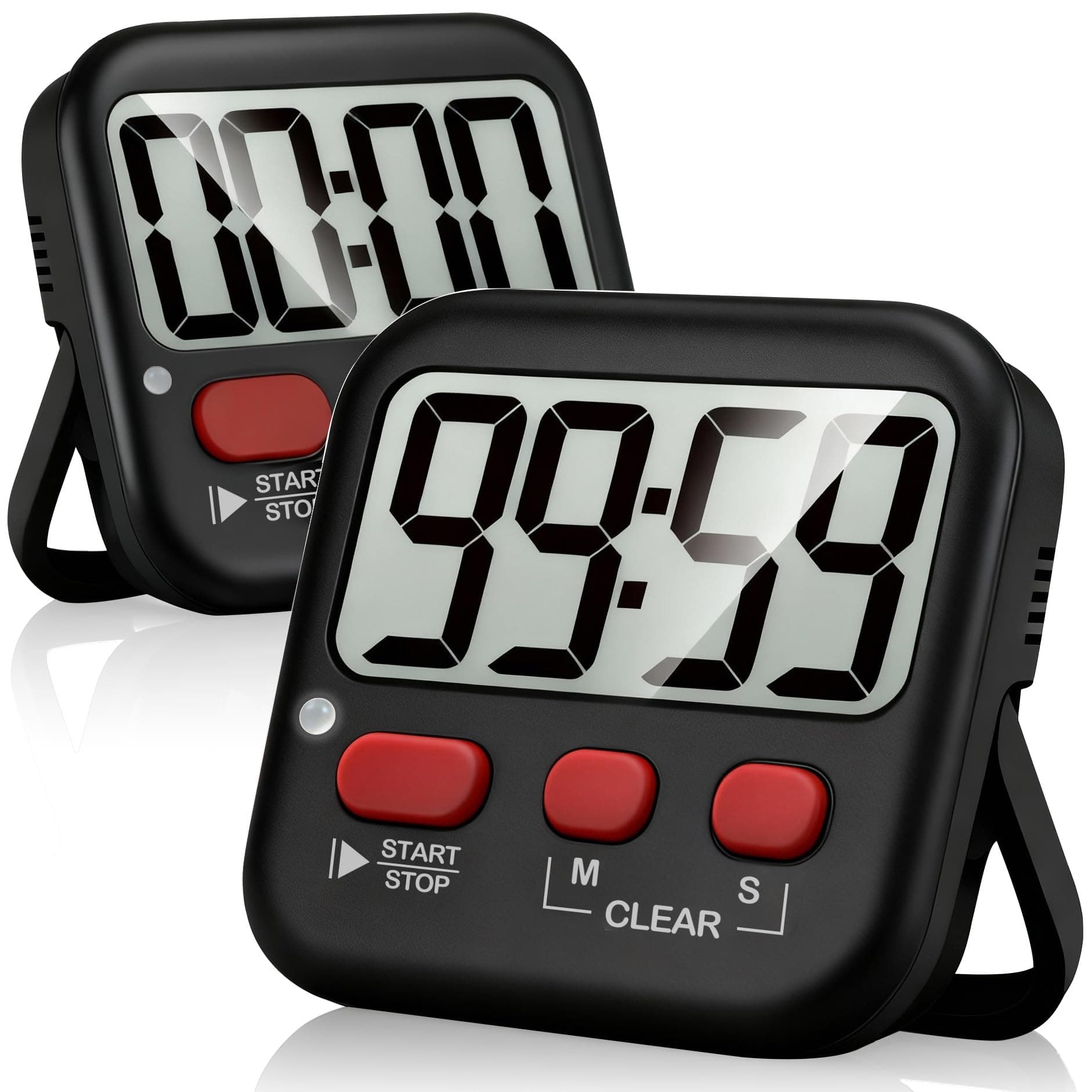 2 Pack Digital Timer for Kids, Magnetic Countdown Kitchen Timers for Cooking, Egg, Classroom, Teacher, Exercise, Study, Oven - Battery Included