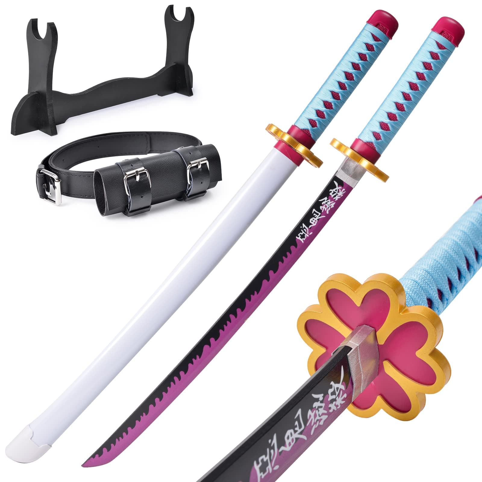 Demon Slayer Sword for Kids 31inch - Bamboo Blade with Belt and Sword Stand - Anime Sword Original TextureDemon Slayer Katana for Cosplay PurposeVarious Styles Available