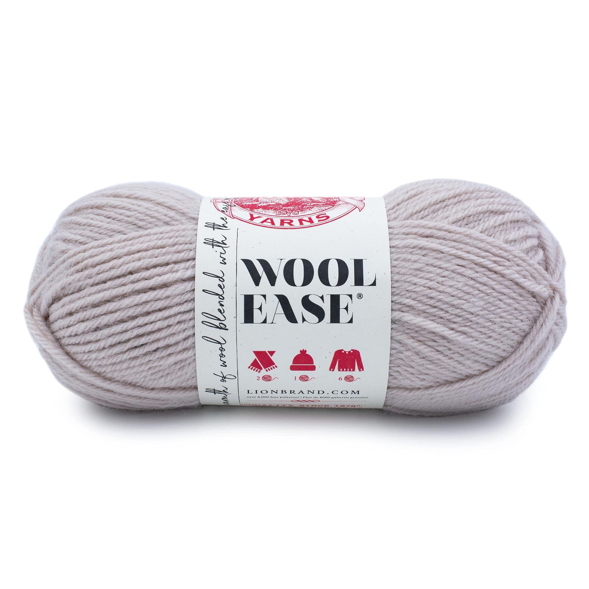 Lion Brand Yarn Wool-Ease Yarn, Worsted-Weight Yarn for Knitting and Crocheting, 1 Pack, Antler