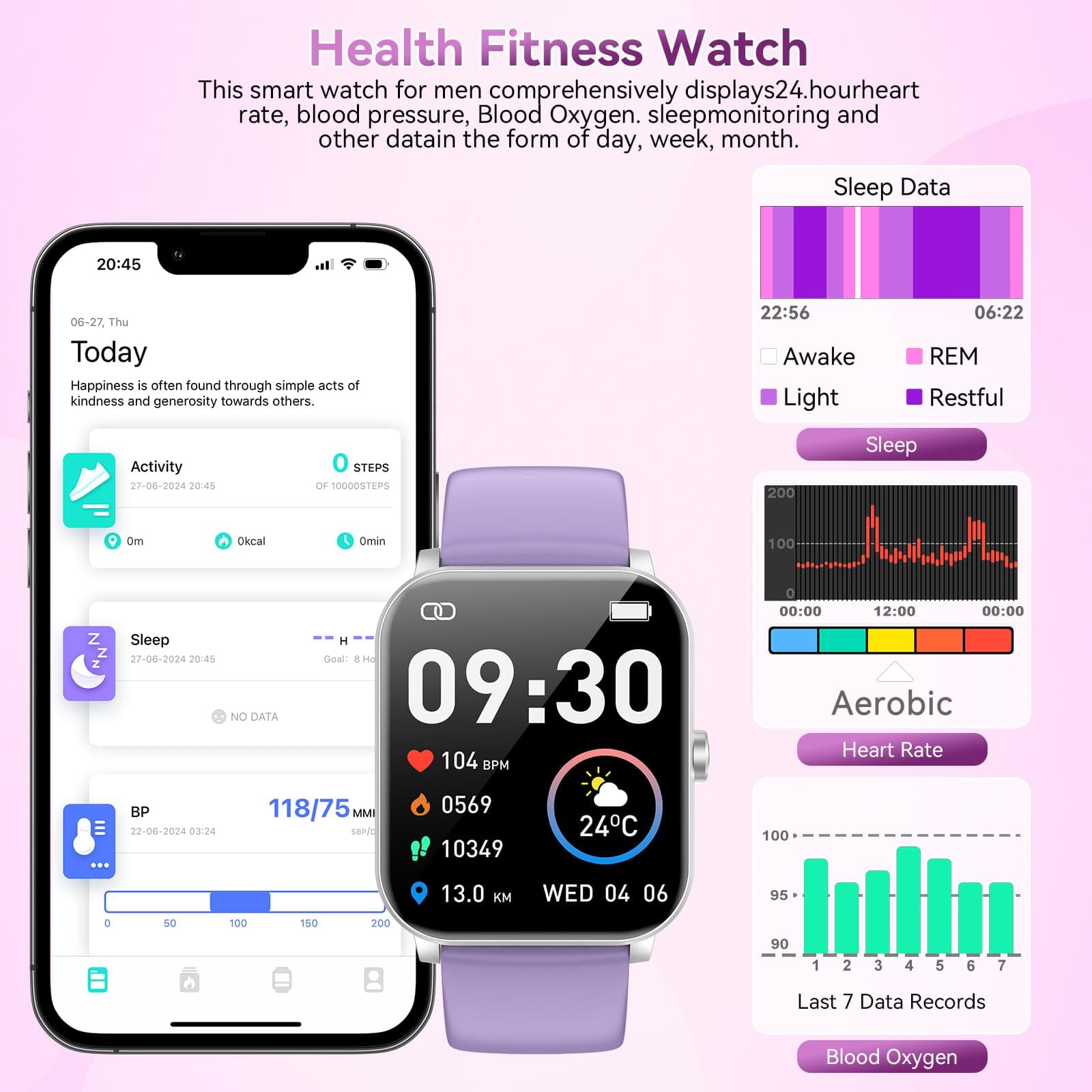 Smart Watch (Answer/Make Calls), 1.85" HD Fitness Watch with Heart Rate/Sleep/IP68 Waterproof/120+ Sports Modes, Pedometer, Android Smart Watch for Android iOS