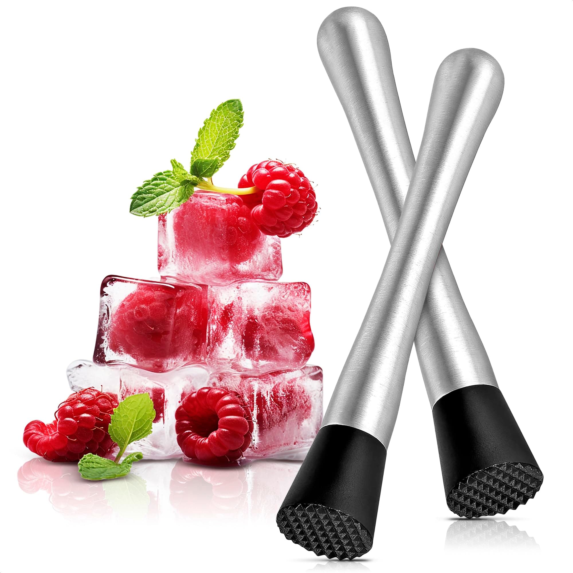 Lagarto Stainless Steel Bar Muddler for Cocktails - 2Pcs Old Fashioned Cocktail Muddler for Lemonade Home Bar Supplies and Accessories Drink Muddler - 8" Old Fashion Ice Crushers Cocktail Muddler Set