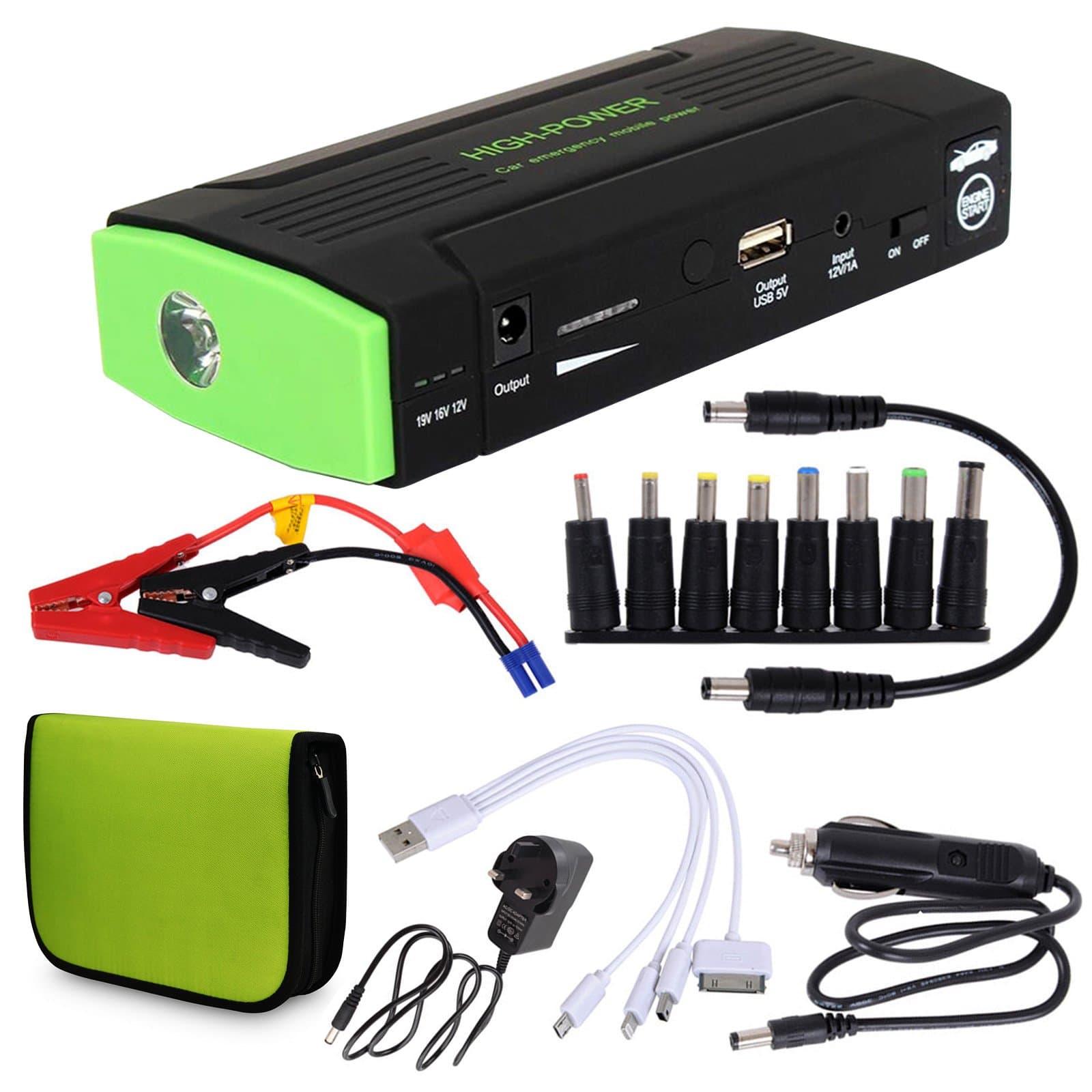 XpressBuyer 16800mAh Mini Car Jump Starter Multi-Function Power Bank 12V car battery power bank External Battery Charger for vehicle Laptop Smartphone